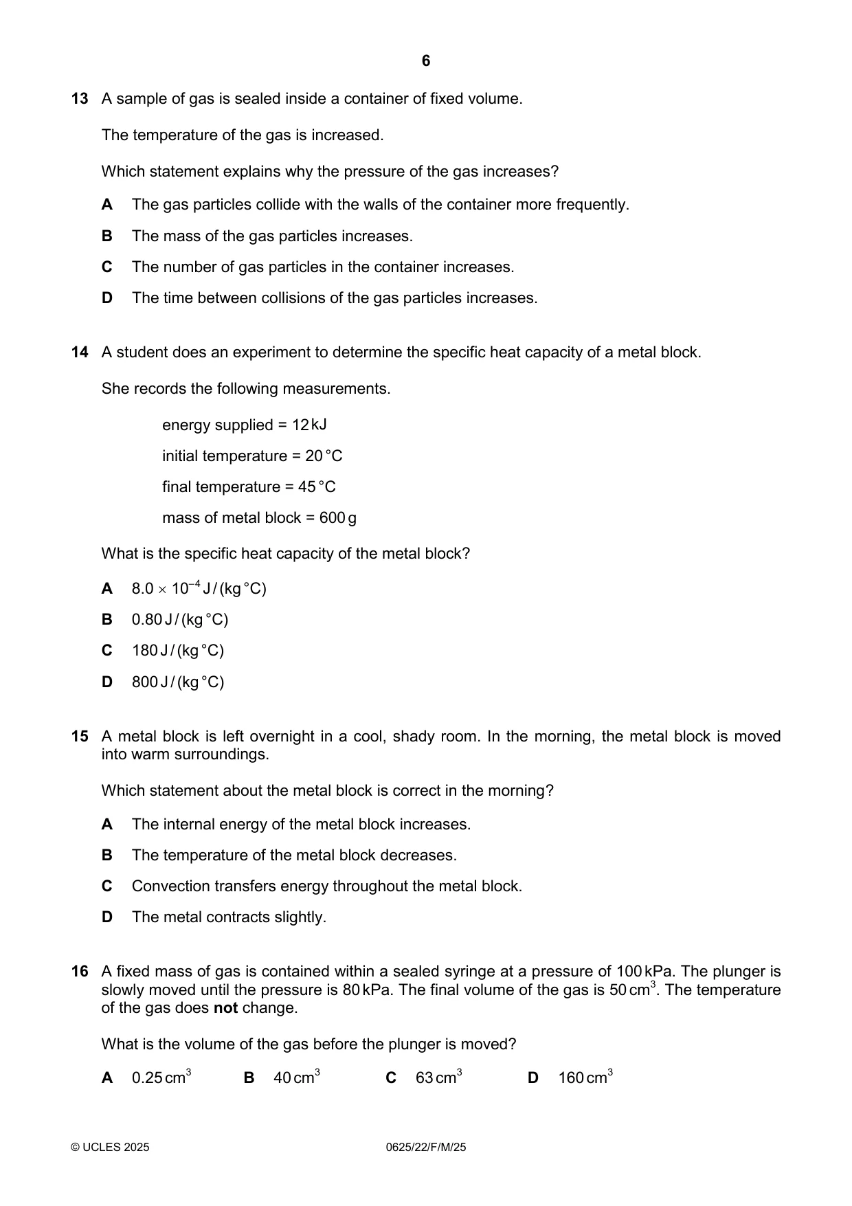 Cambridge IGCSE Physics 0625 2025 Feb/March Paper 2 · Variant 2 question paper, page 6 of 16
