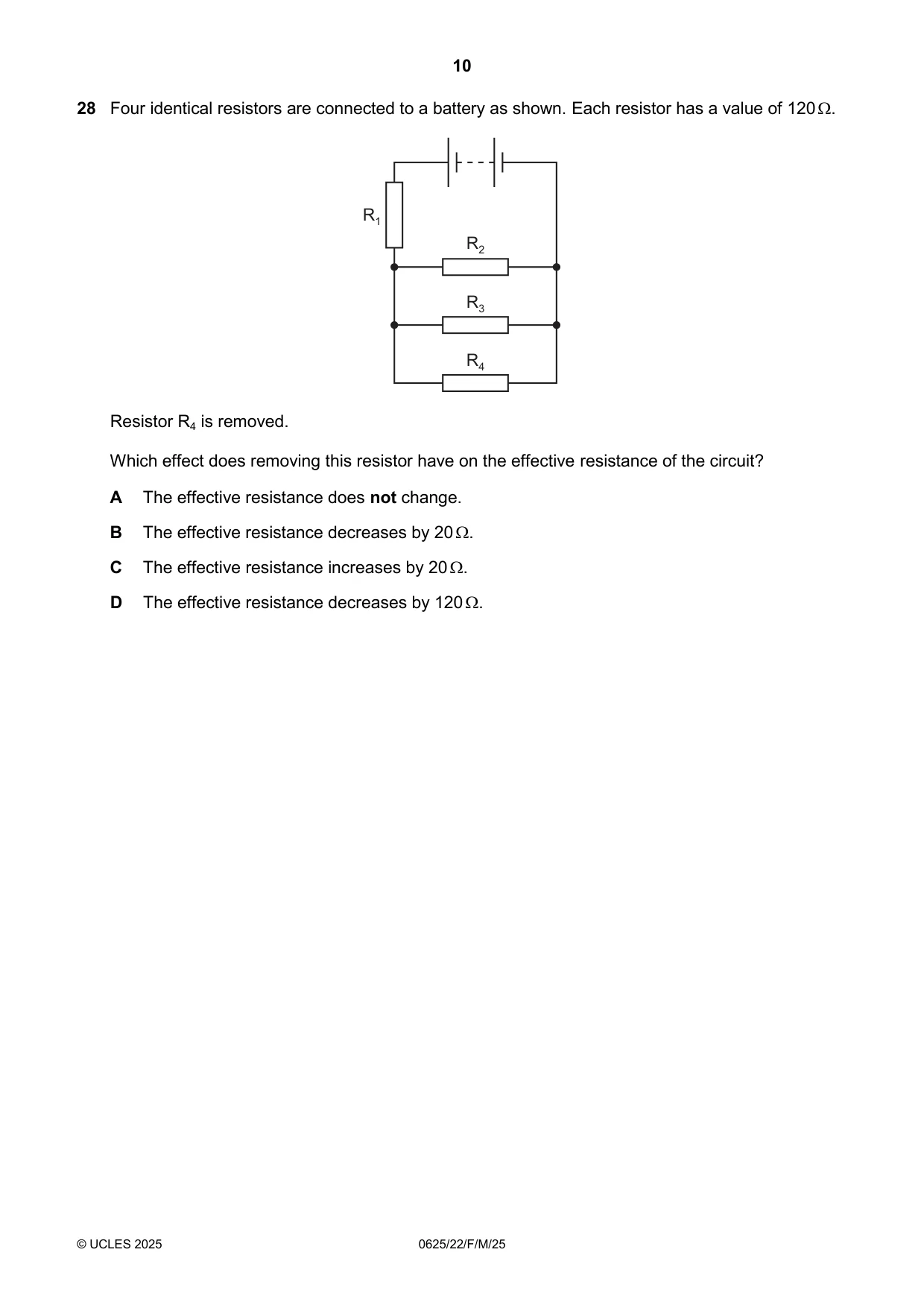Cambridge IGCSE Physics 0625 2025 Feb/March Paper 2 · Variant 2 question paper, page 10 of 16