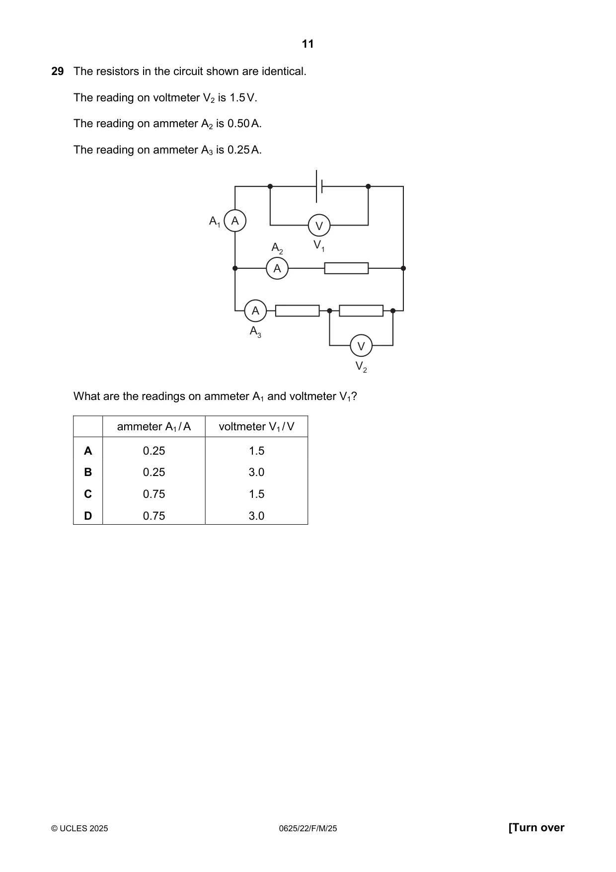Cambridge IGCSE Physics 0625 2025 Feb/March Paper 2 · Variant 2 question paper, page 11 of 16