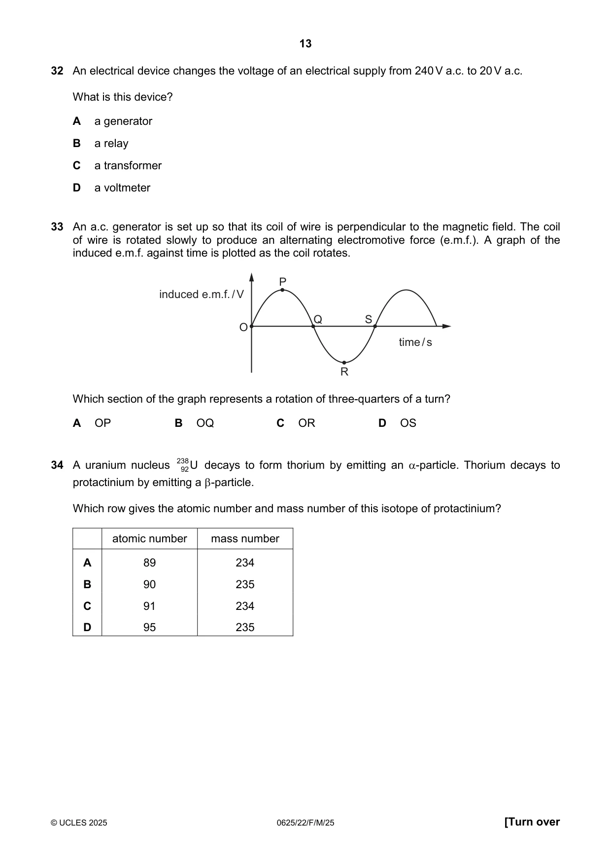 Cambridge IGCSE Physics 0625 2025 Feb/March Paper 2 · Variant 2 question paper, page 13 of 16