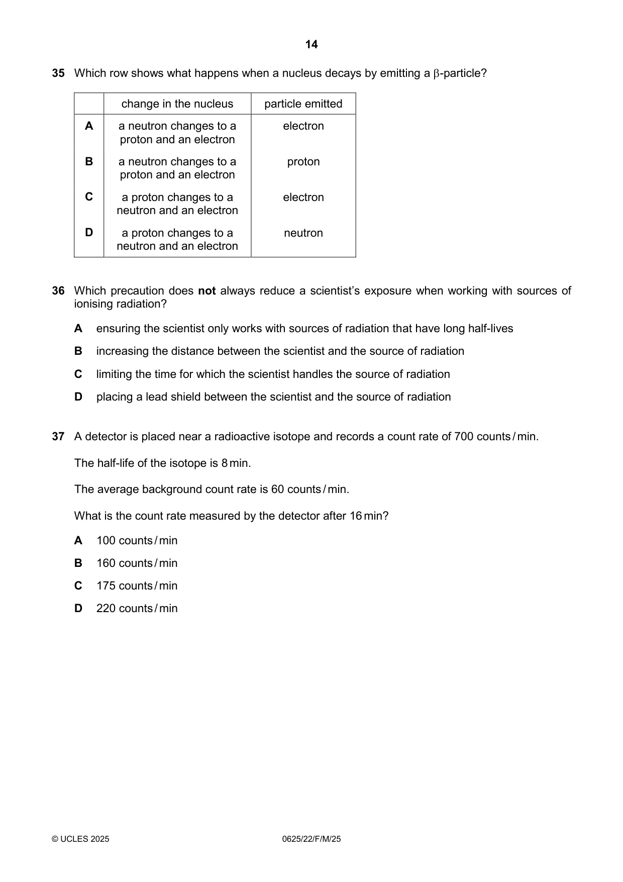 Cambridge IGCSE Physics 0625 2025 Feb/March Paper 2 · Variant 2 question paper, page 14 of 16