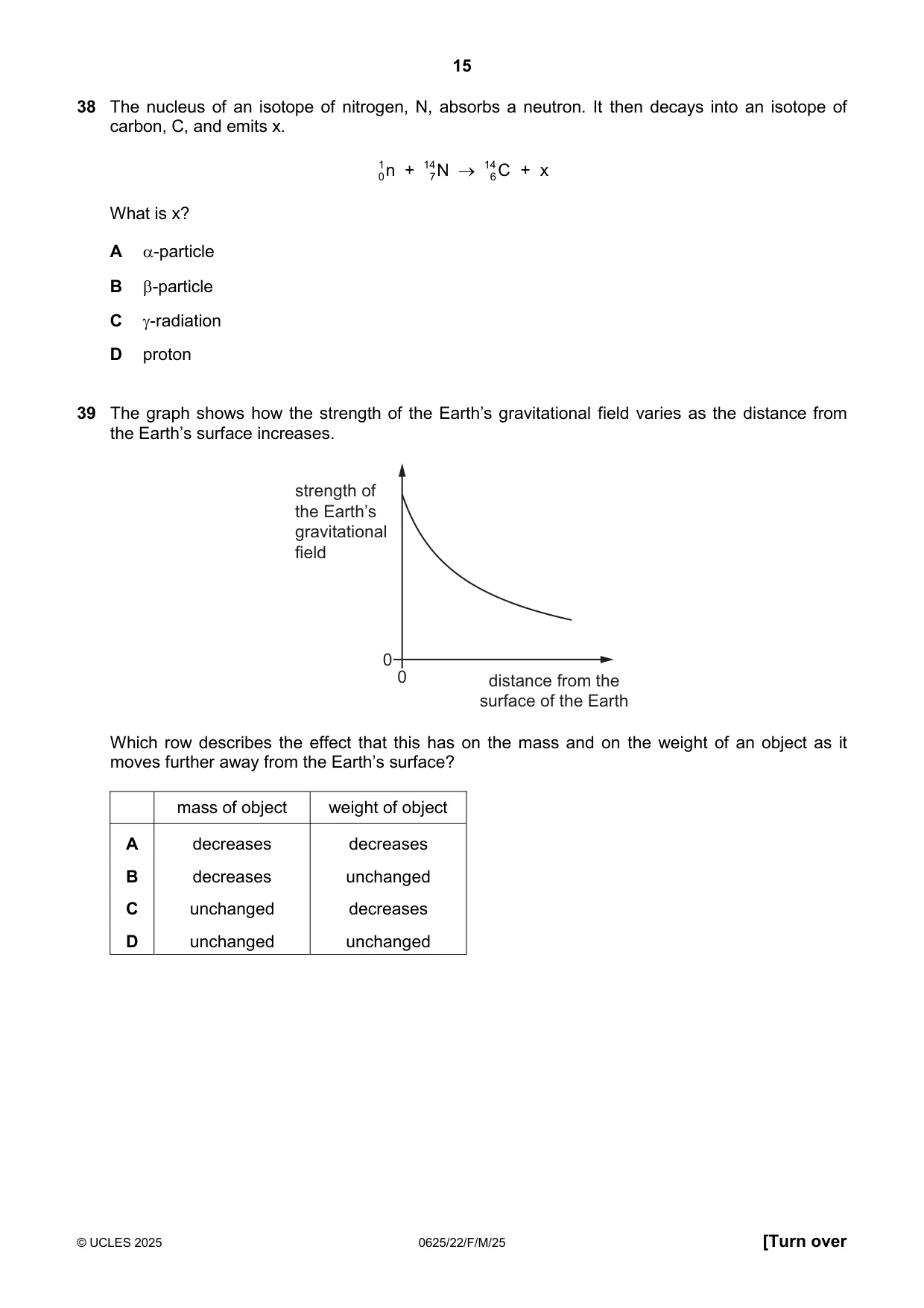 Cambridge IGCSE Physics 0625 2025 Feb/March Paper 2 · Variant 2 question paper, page 15 of 16