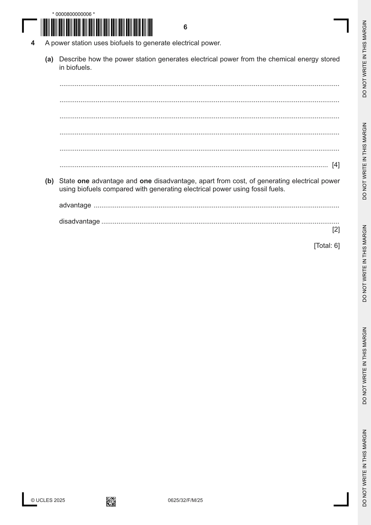 Cambridge IGCSE Physics 0625 2025 Feb/March Paper 3 · Variant 2 question paper, page 6 of 16