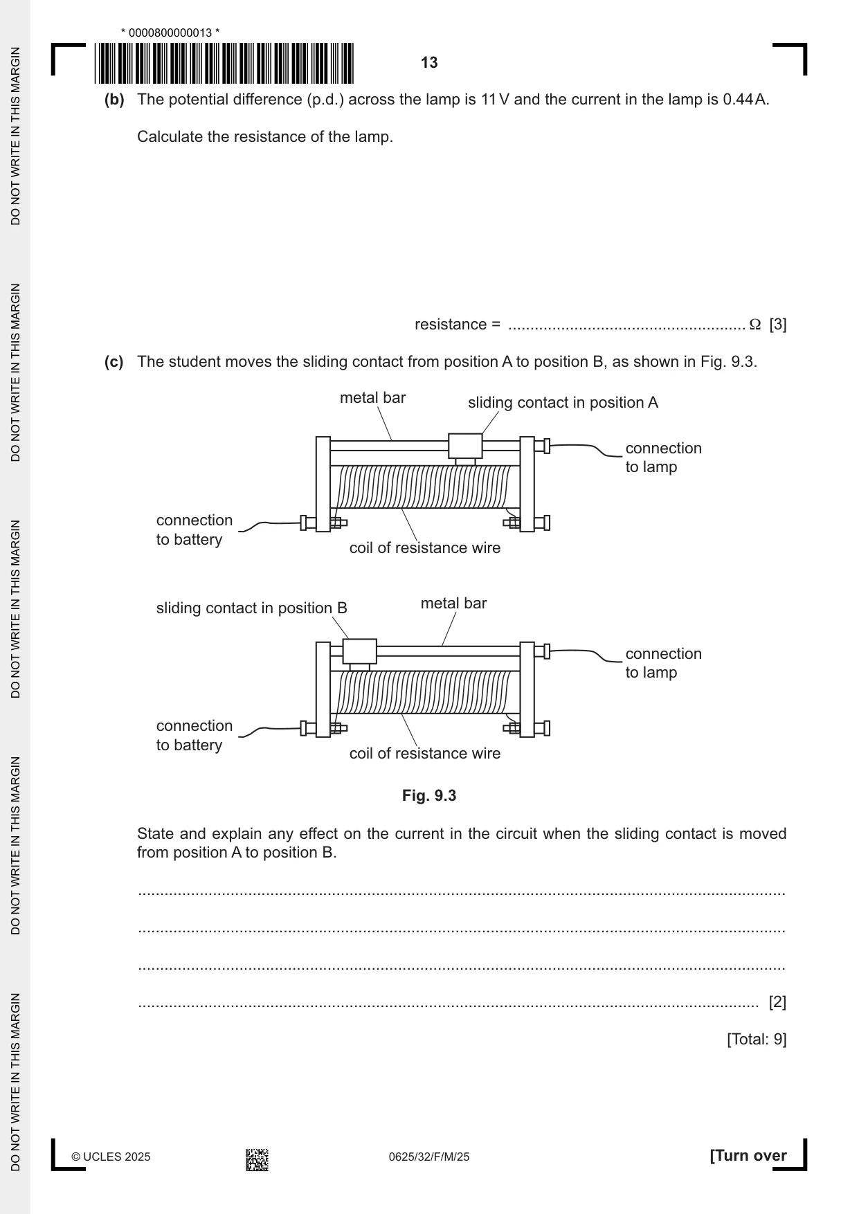 Cambridge IGCSE Physics 0625 2025 Feb/March Paper 3 · Variant 2 question paper, page 13 of 16
