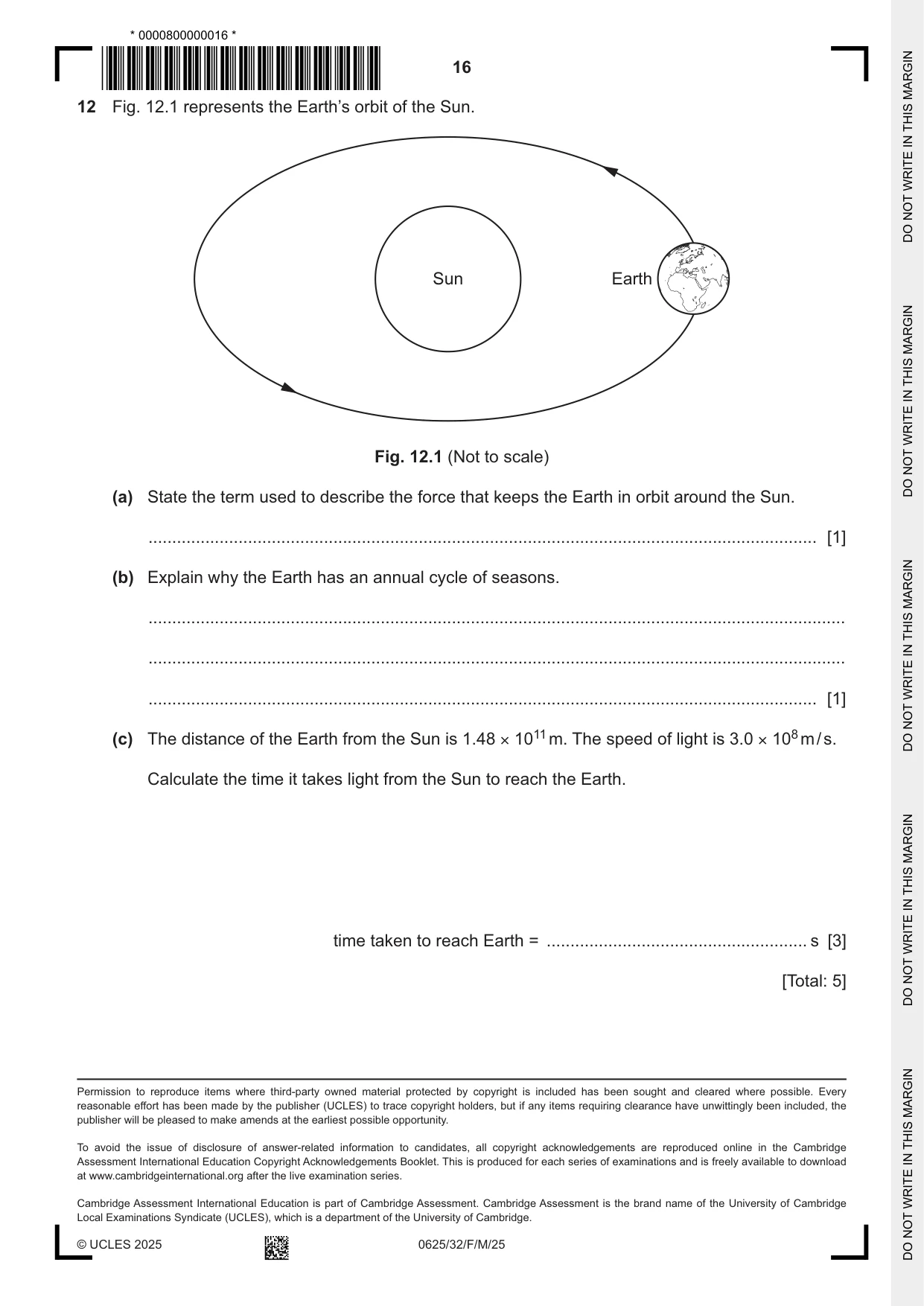 Cambridge IGCSE Physics 0625 2025 Feb/March Paper 3 · Variant 2 question paper, page 16 of 16