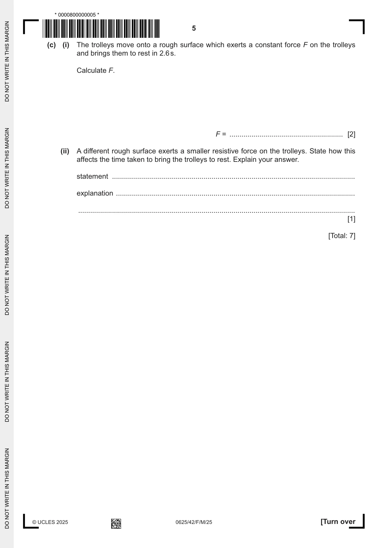 Cambridge IGCSE Physics 0625 2025 Feb/March Paper 4 · Variant 2 question paper, page 5 of 20