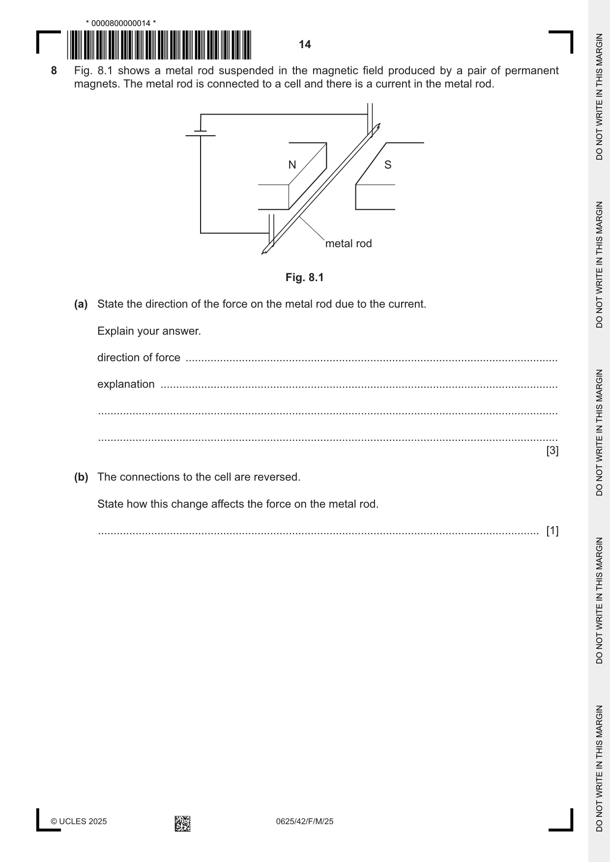 Cambridge IGCSE Physics 0625 2025 Feb/March Paper 4 · Variant 2 question paper, page 14 of 20