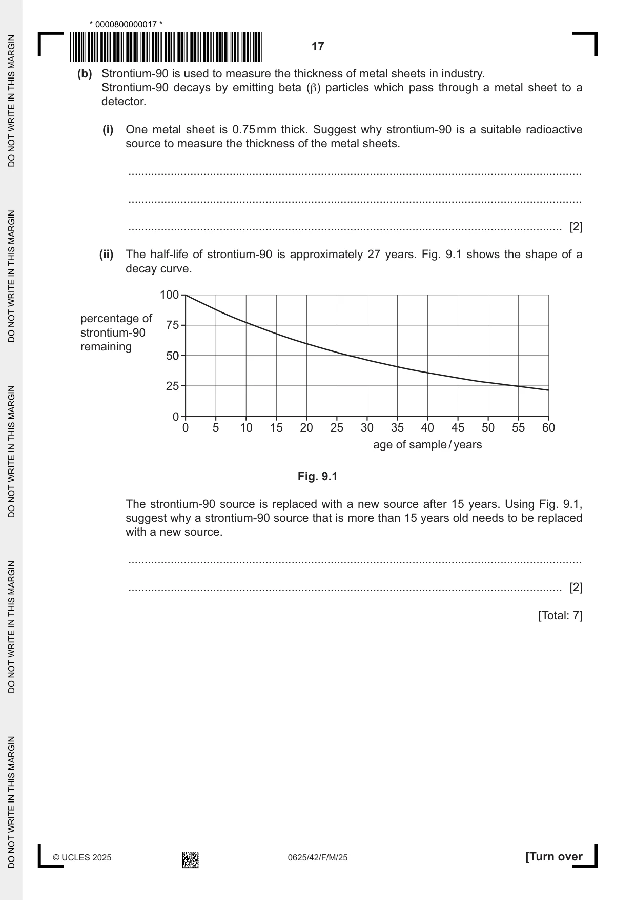 Cambridge IGCSE Physics 0625 2025 Feb/March Paper 4 · Variant 2 question paper, page 17 of 20