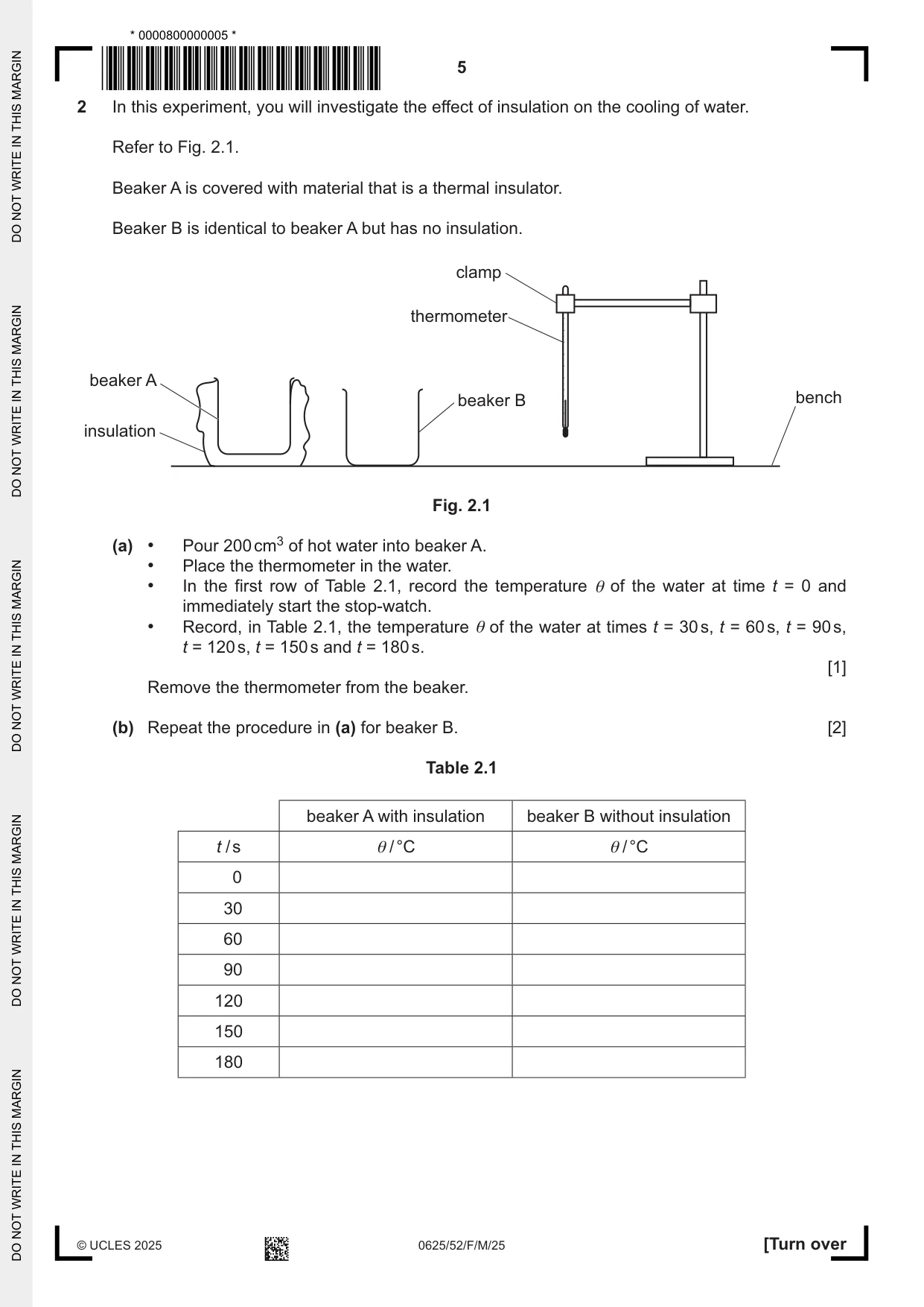 Cambridge IGCSE Physics 0625 2025 Feb/March Paper 5 · Variant 2 question paper, page 5 of 12