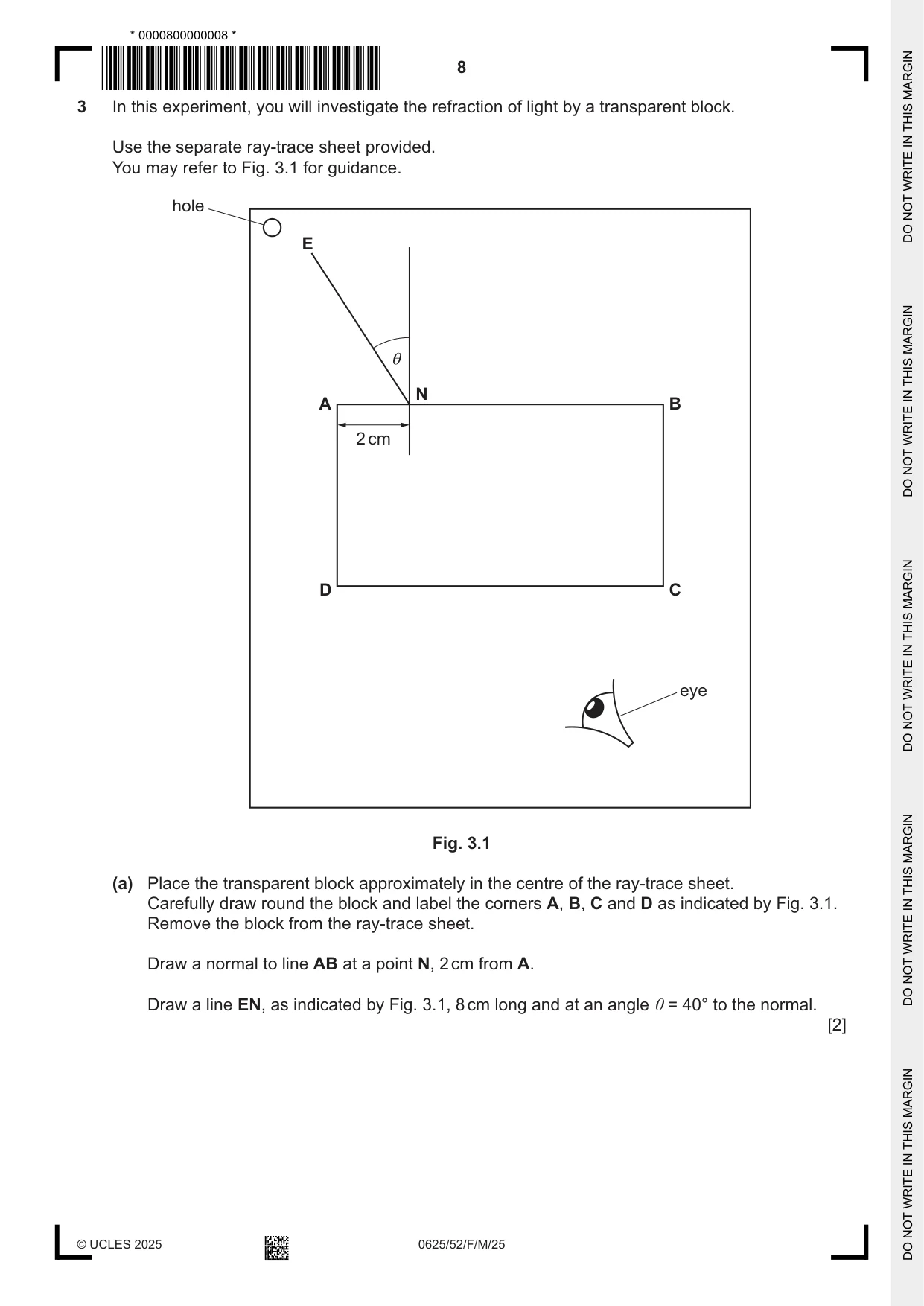 Cambridge IGCSE Physics 0625 2025 Feb/March Paper 5 · Variant 2 question paper, page 8 of 12