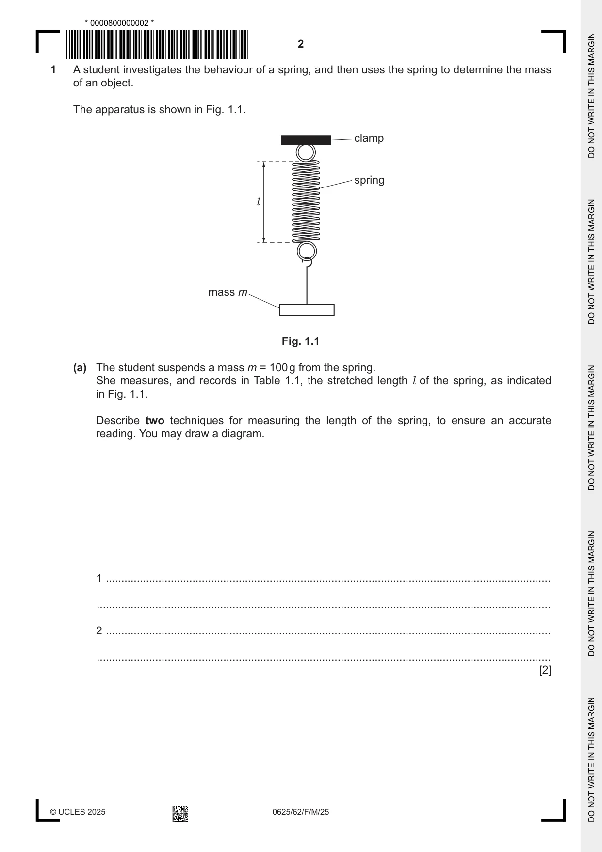 Cambridge IGCSE Physics 0625 2025 Feb/March Paper 6 · Variant 2 question paper, page 2 of 16