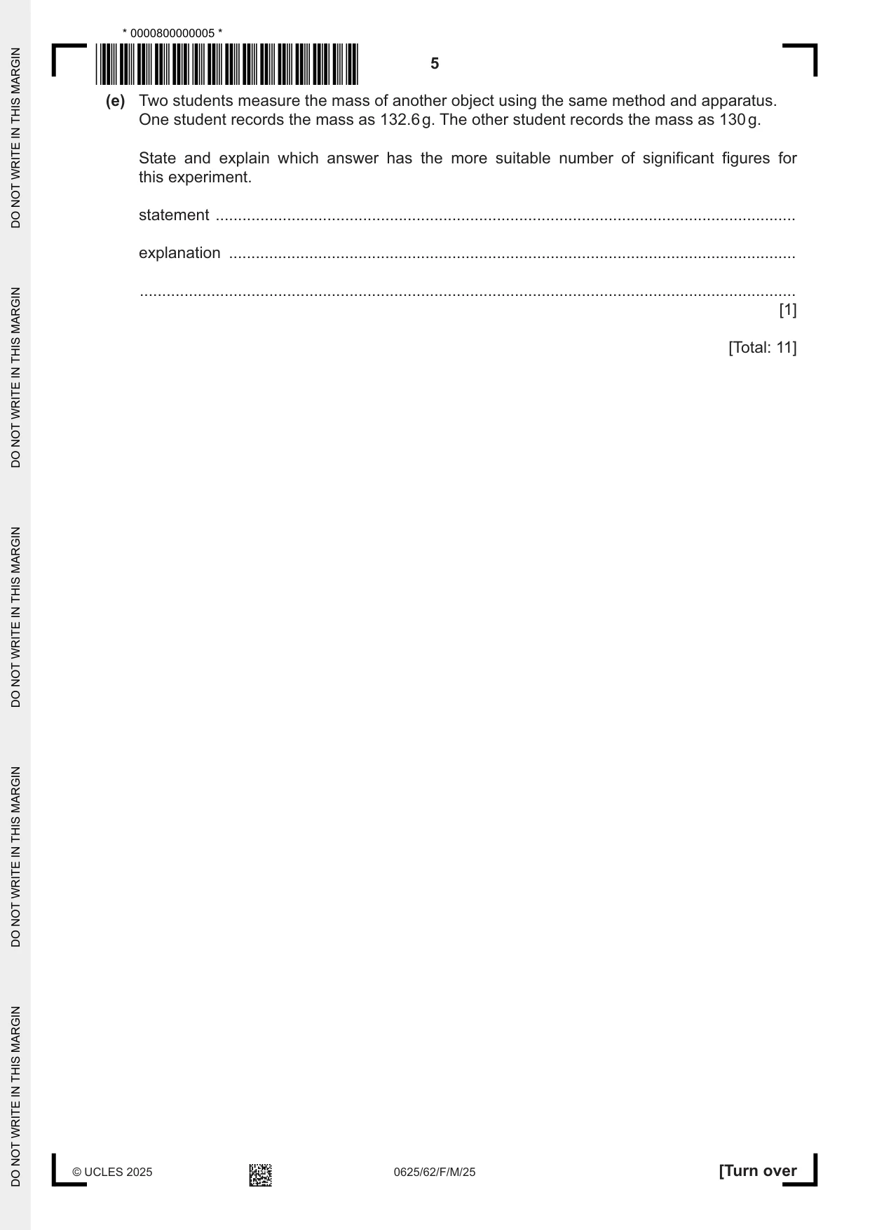 Cambridge IGCSE Physics 0625 2025 Feb/March Paper 6 · Variant 2 question paper, page 5 of 16