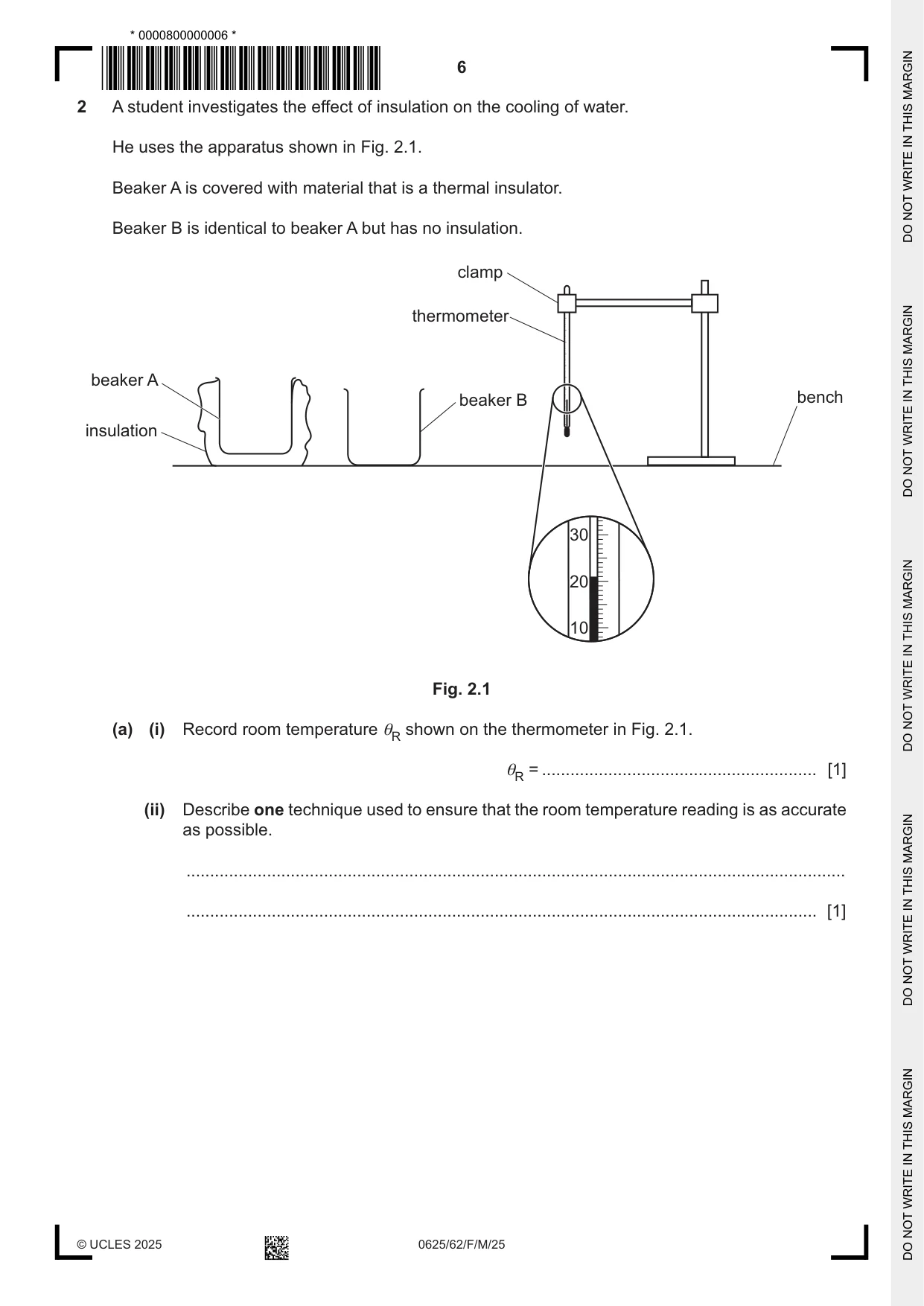 Cambridge IGCSE Physics 0625 2025 Feb/March Paper 6 · Variant 2 question paper, page 6 of 16