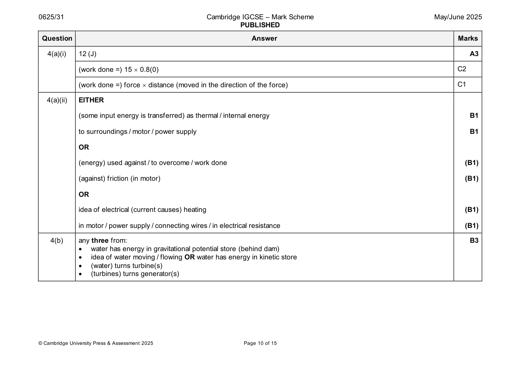 Mark scheme, page 10 of 15