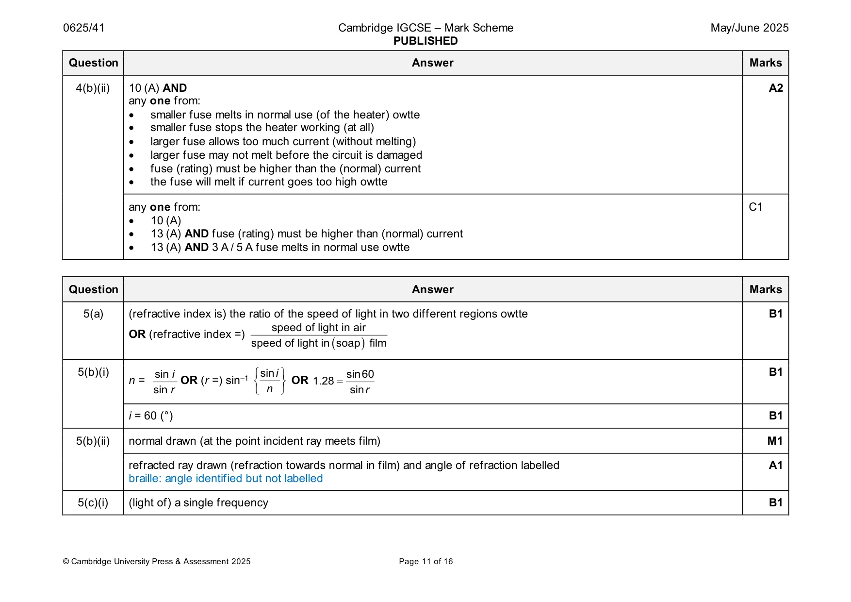 Mark scheme, page 11 of 16