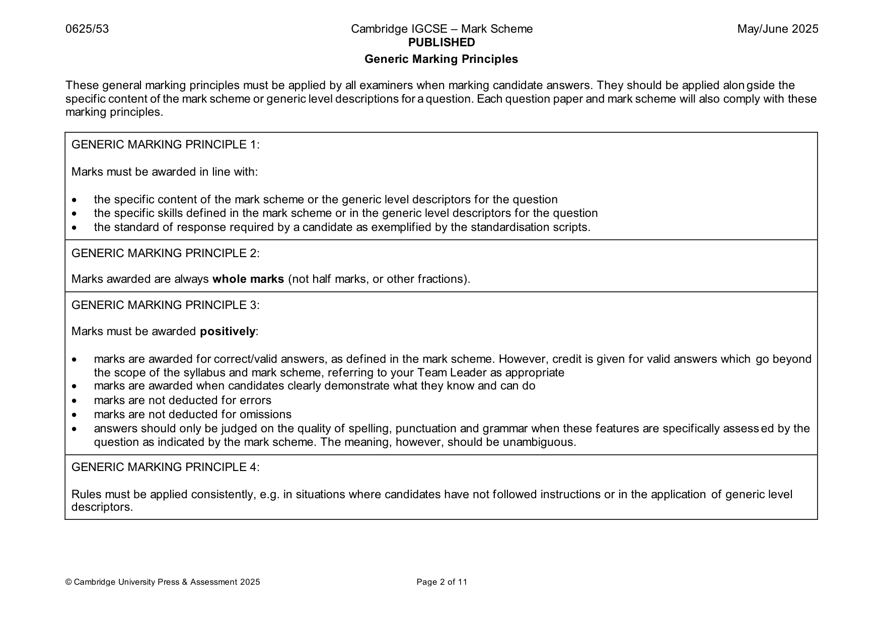 Mark scheme, page 2 of 11