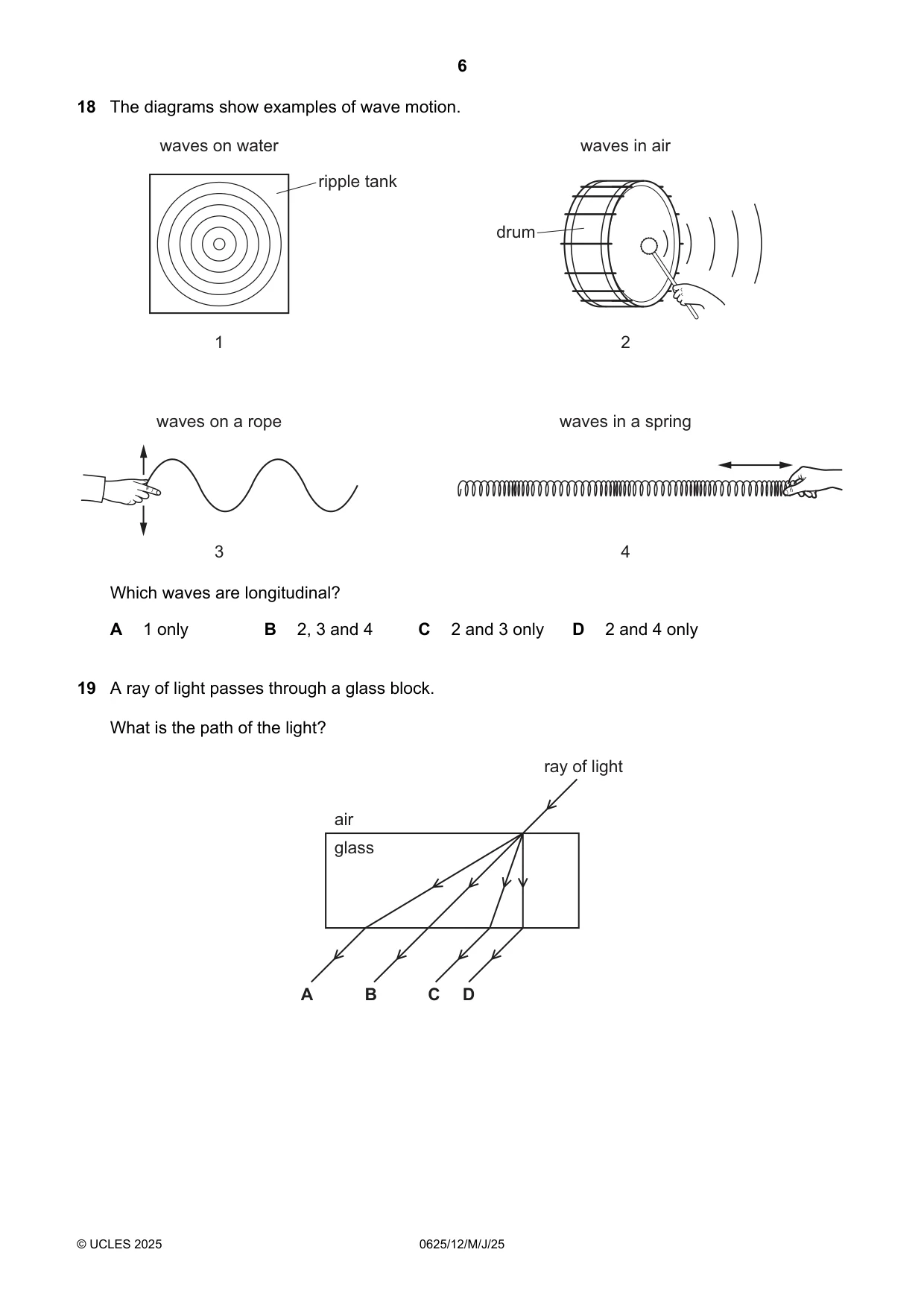 Cambridge IGCSE Physics 0625 2025 May/June Paper 1 · Variant 2 question paper, page 6 of 16