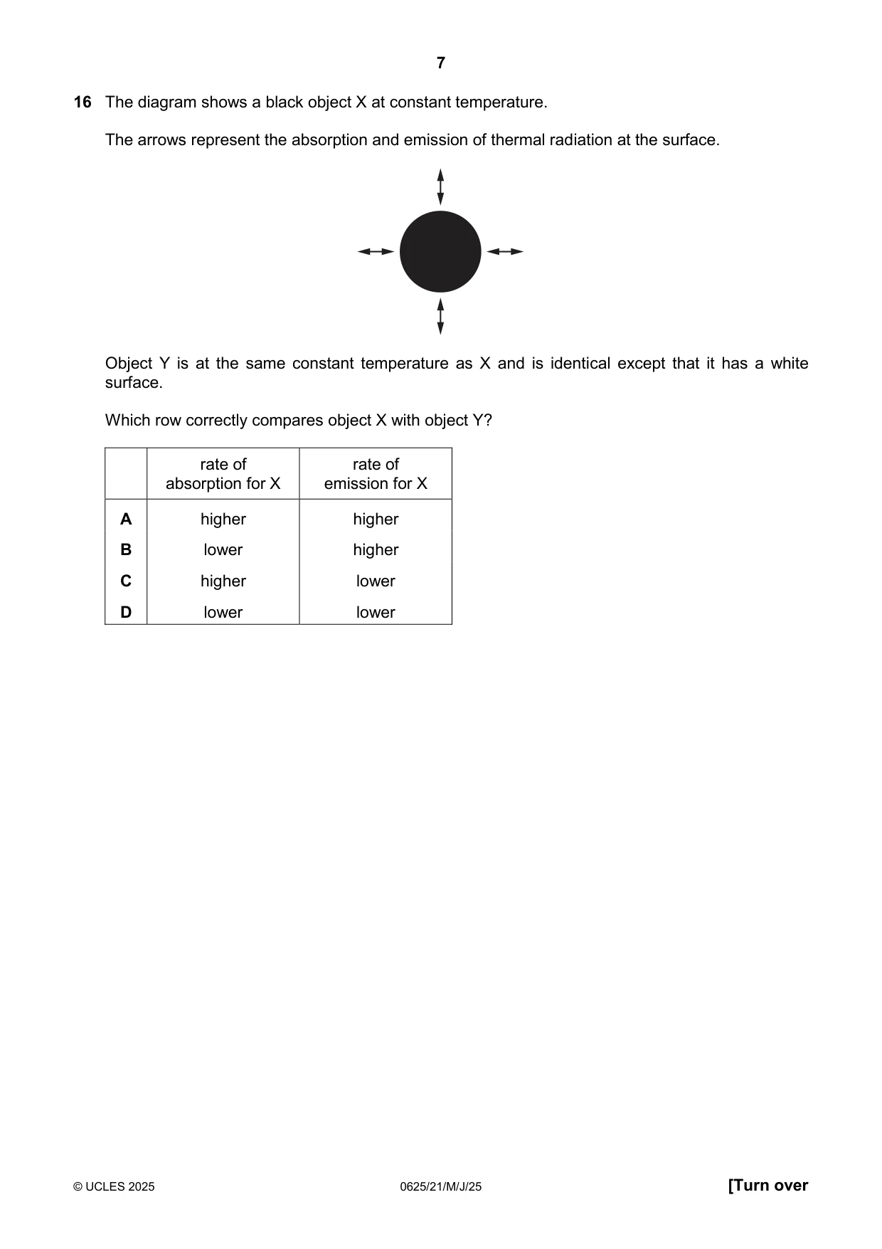 Cambridge IGCSE Physics 0625 2025 May/June Paper 2 · Variant 1 question paper, page 7 of 16