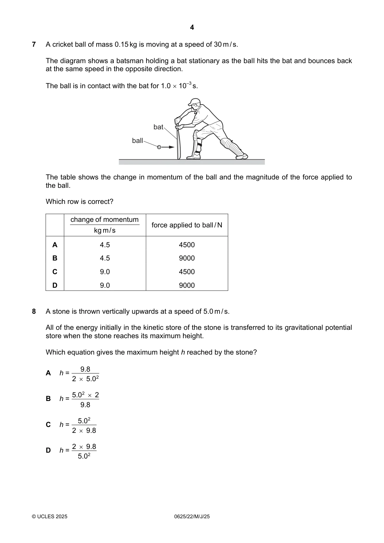 Cambridge IGCSE Physics 0625 2025 May/June Paper 2 · Variant 2 question paper, page 4 of 16
