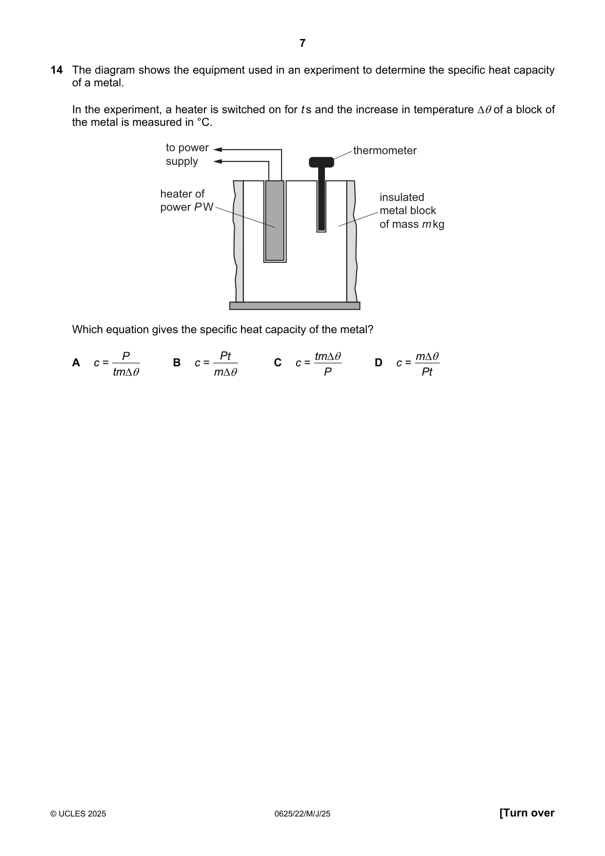 Cambridge IGCSE Physics 0625 2025 May/June Paper 2 · Variant 2 question paper, page 7 of 16