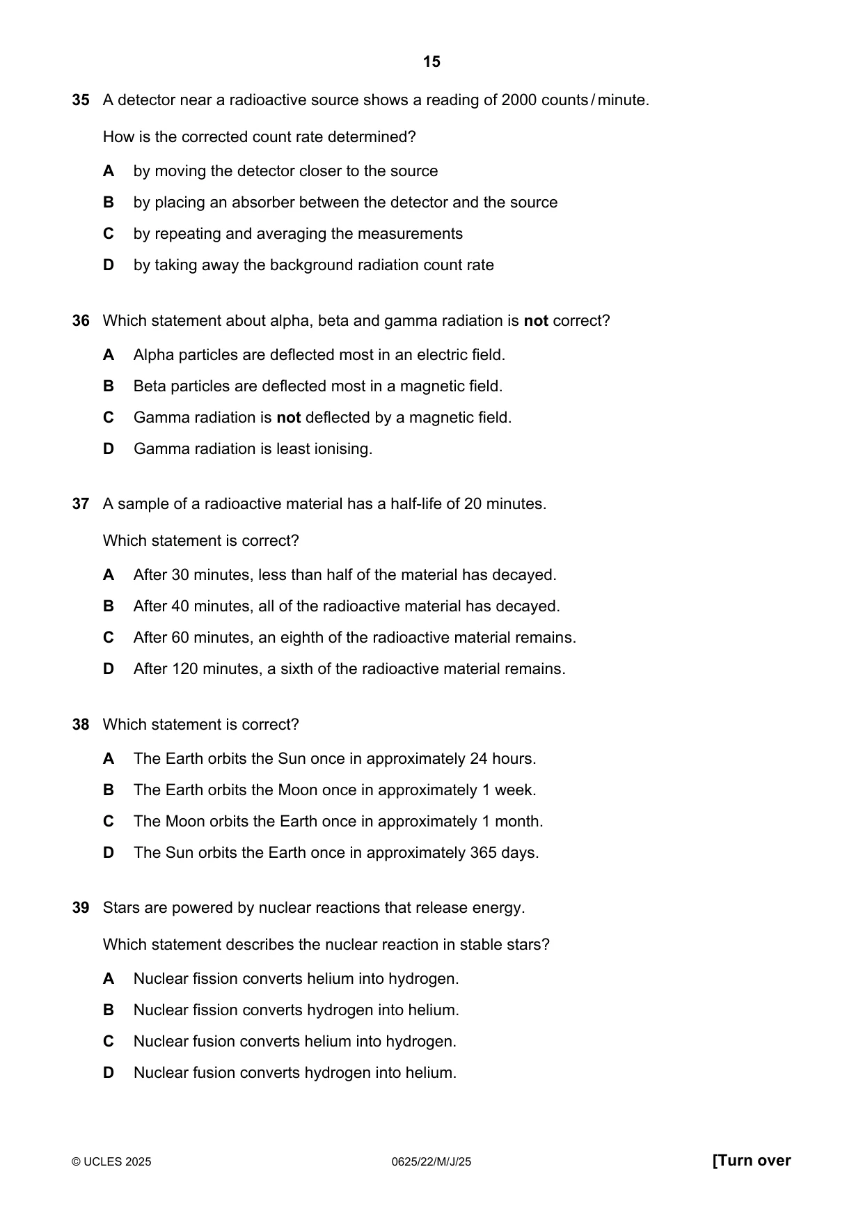 Cambridge IGCSE Physics 0625 2025 May/June Paper 2 · Variant 2 question paper, page 15 of 16