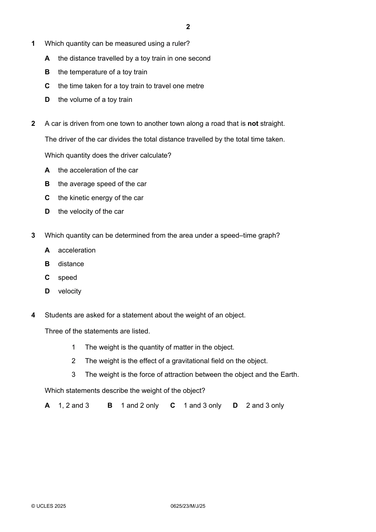 Cambridge IGCSE Physics 0625 2025 May/June Paper 2 · Variant 3 question paper, page 2 of 16