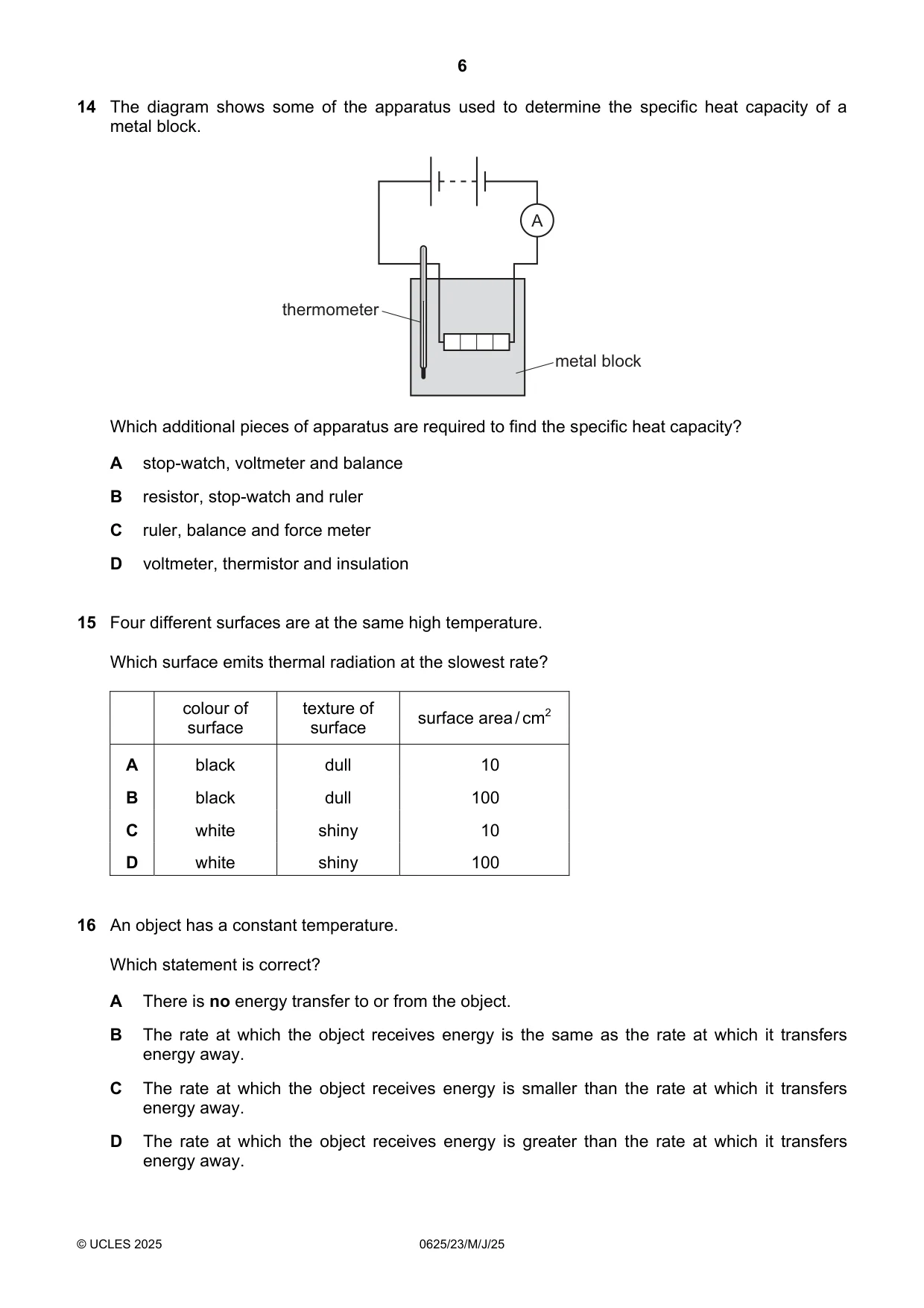 Cambridge IGCSE Physics 0625 2025 May/June Paper 2 · Variant 3 question paper, page 6 of 16