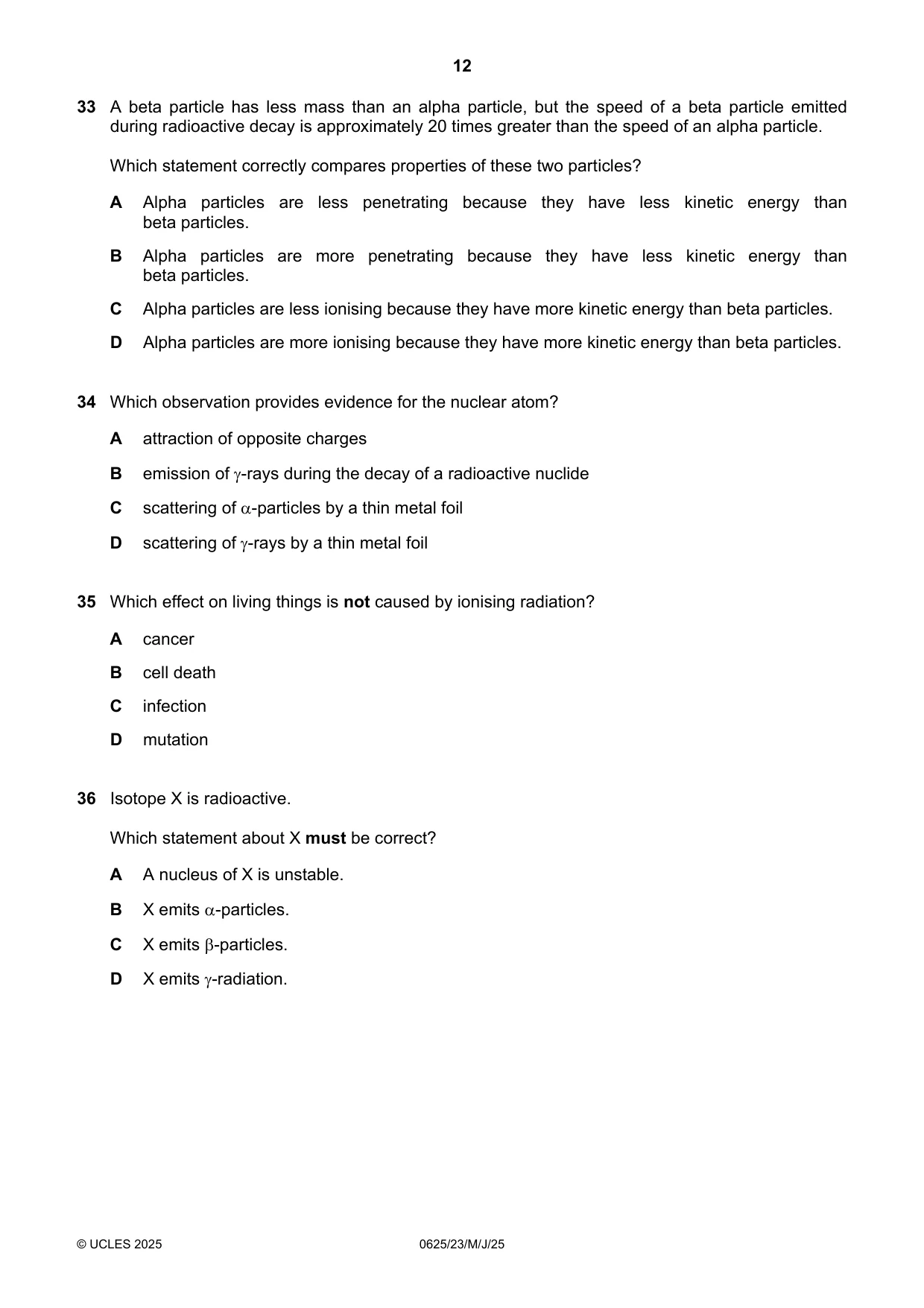 Cambridge IGCSE Physics 0625 2025 May/June Paper 2 · Variant 3 question paper, page 12 of 16