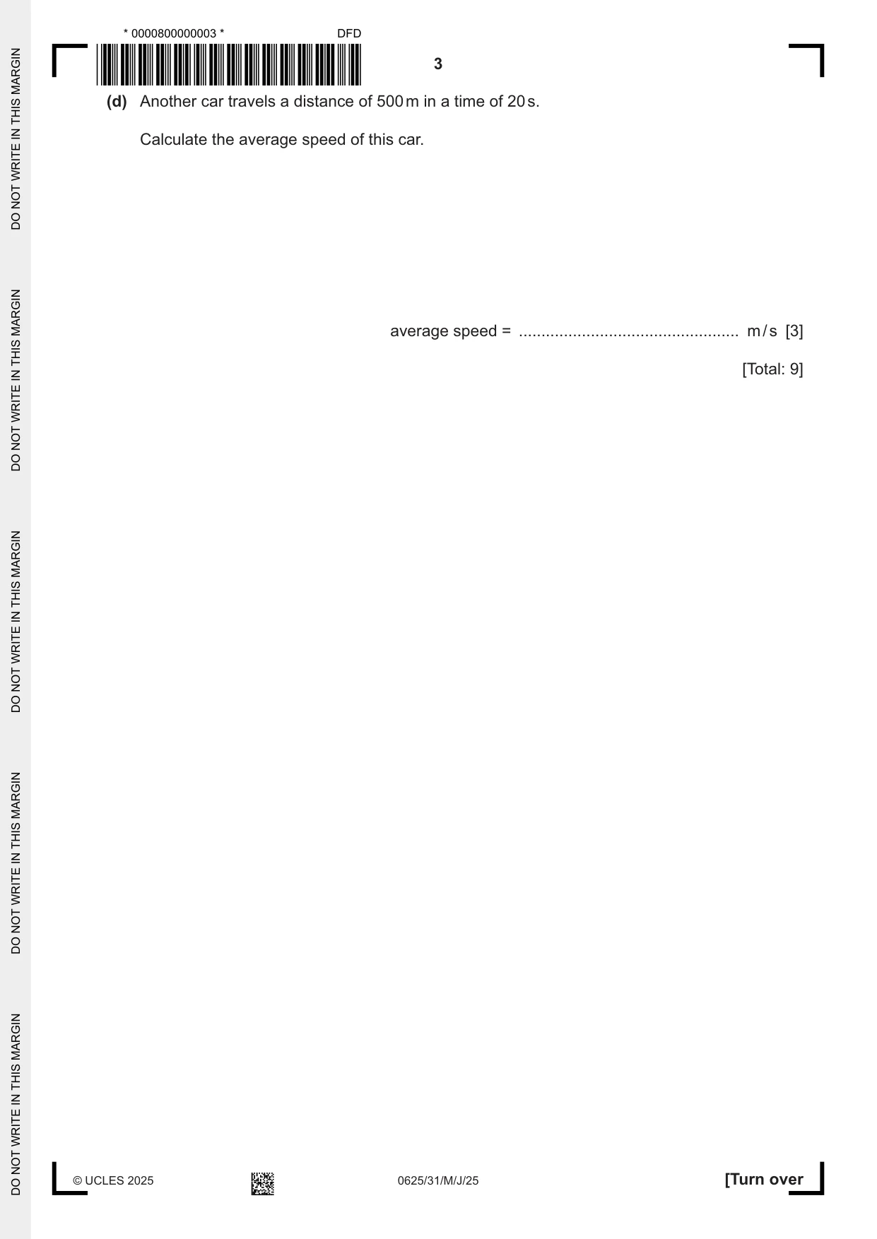 Cambridge IGCSE Physics 0625 2025 May/June Paper 3 · Variant 1 question paper, page 3 of 16