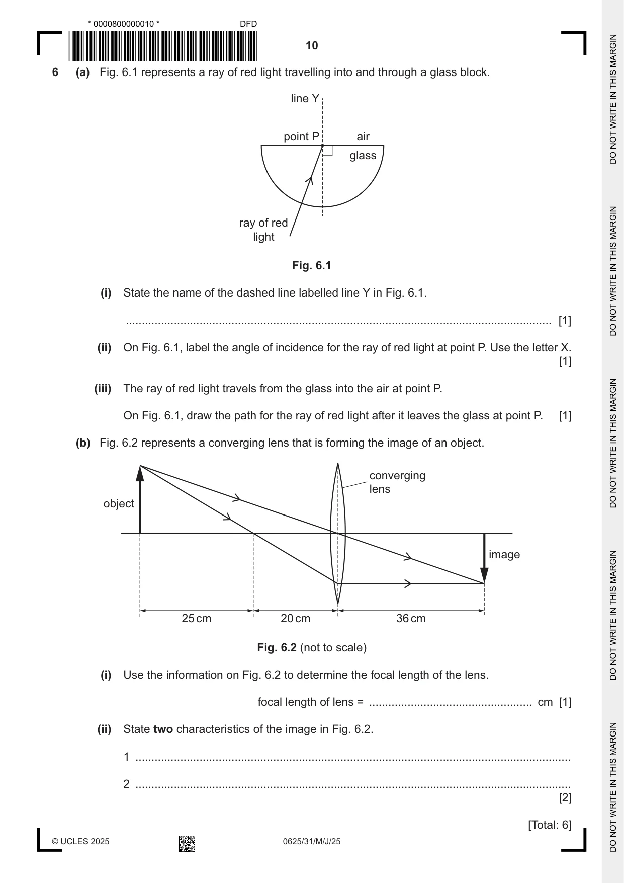 Cambridge IGCSE Physics 0625 2025 May/June Paper 3 · Variant 1 question paper, page 10 of 16