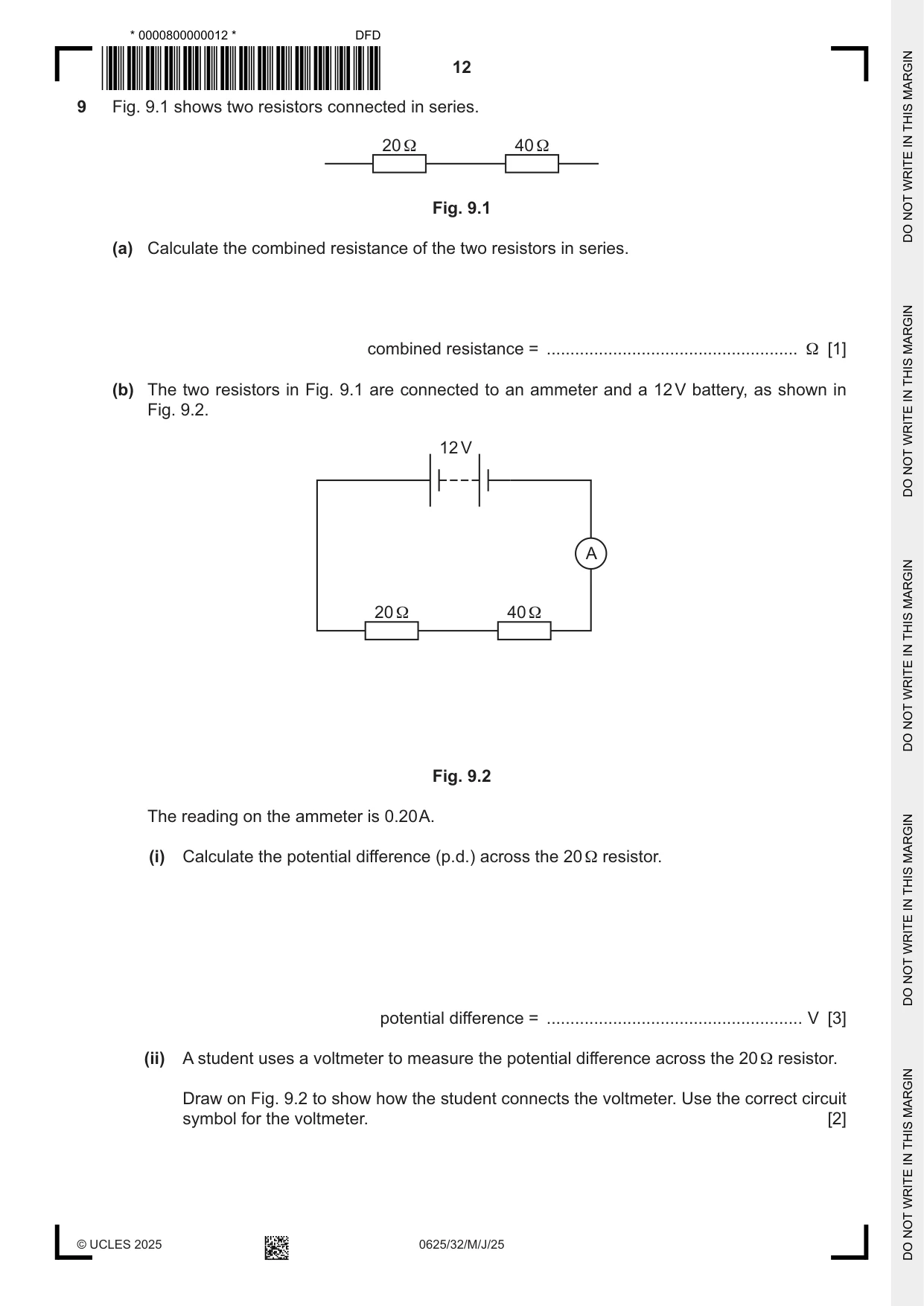 Cambridge IGCSE Physics 0625 2025 May/June Paper 3 · Variant 2 question paper, page 12 of 16