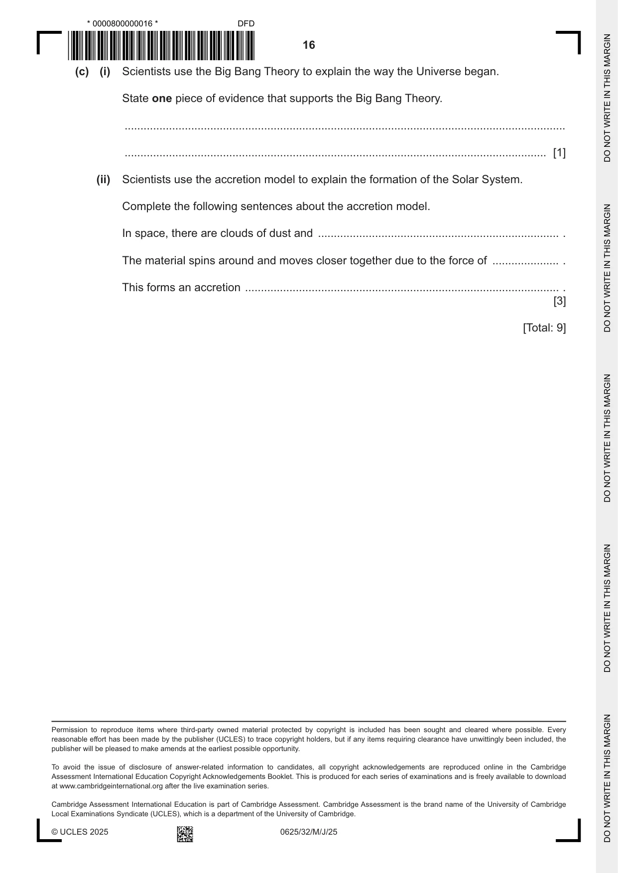 Cambridge IGCSE Physics 0625 2025 May/June Paper 3 · Variant 2 question paper, page 16 of 16