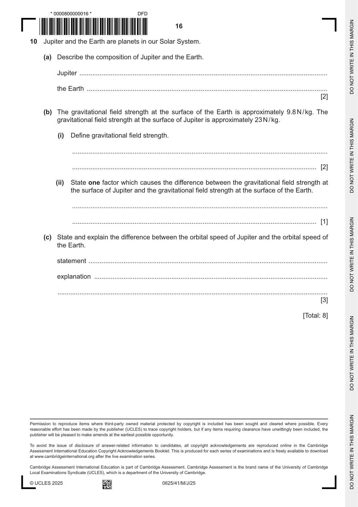 Cambridge IGCSE Physics 0625 2025 May/June Paper 4 · Variant 1 question paper, page 16 of 16