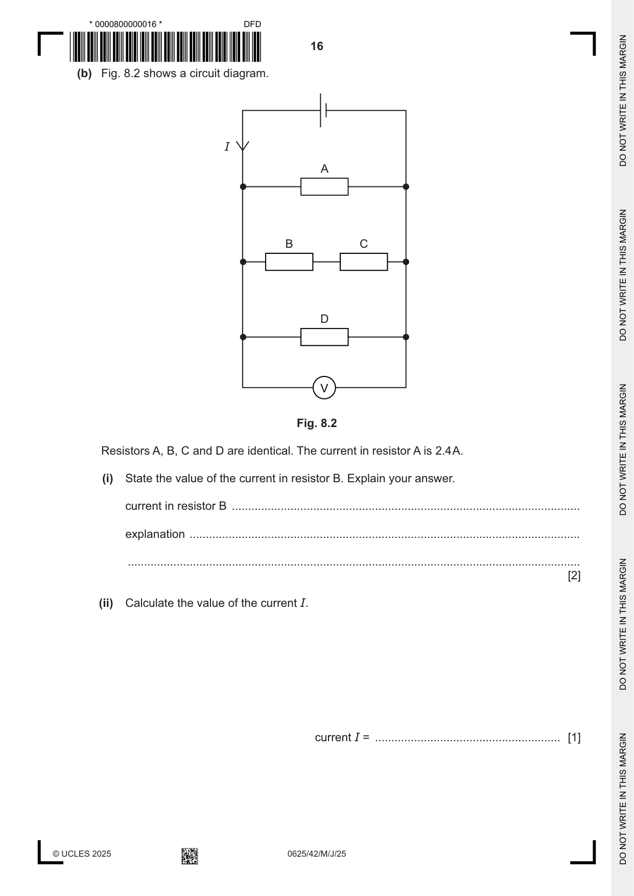 Cambridge IGCSE Physics 0625 2025 May/June Paper 4 · Variant 2 question paper, page 16 of 20