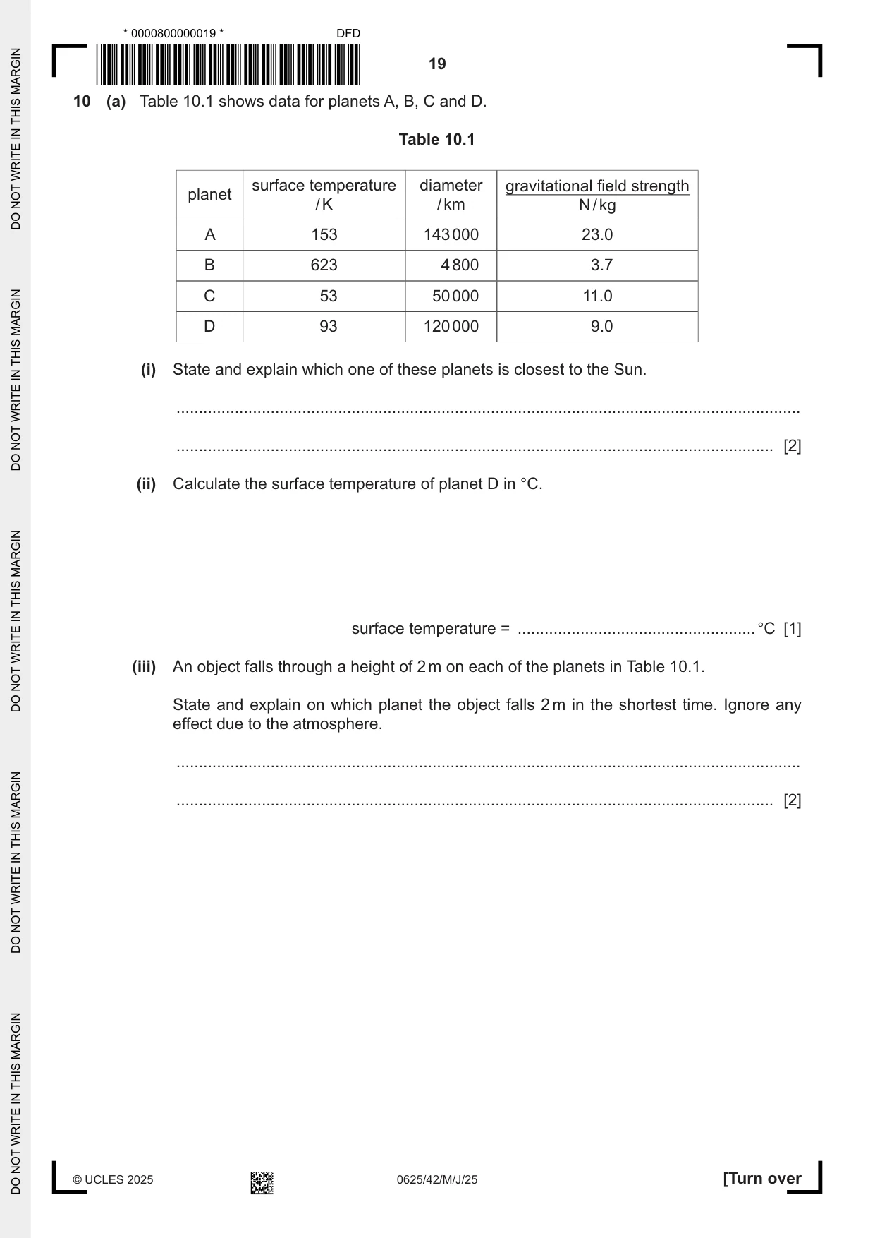 Cambridge IGCSE Physics 0625 2025 May/June Paper 4 · Variant 2 question paper, page 19 of 20