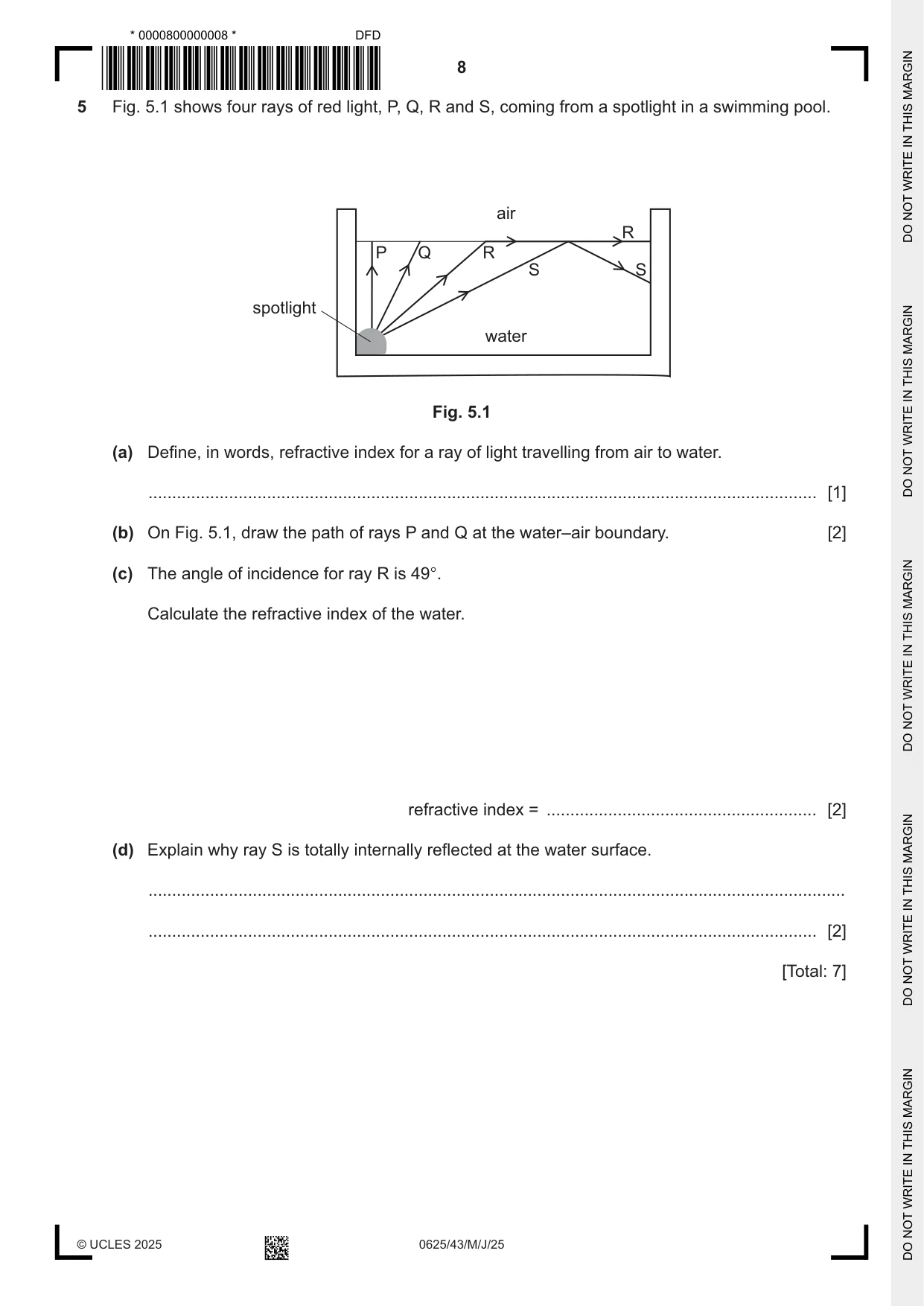 Cambridge IGCSE Physics 0625 2025 May/June Paper 4 · Variant 3 question paper, page 8 of 16