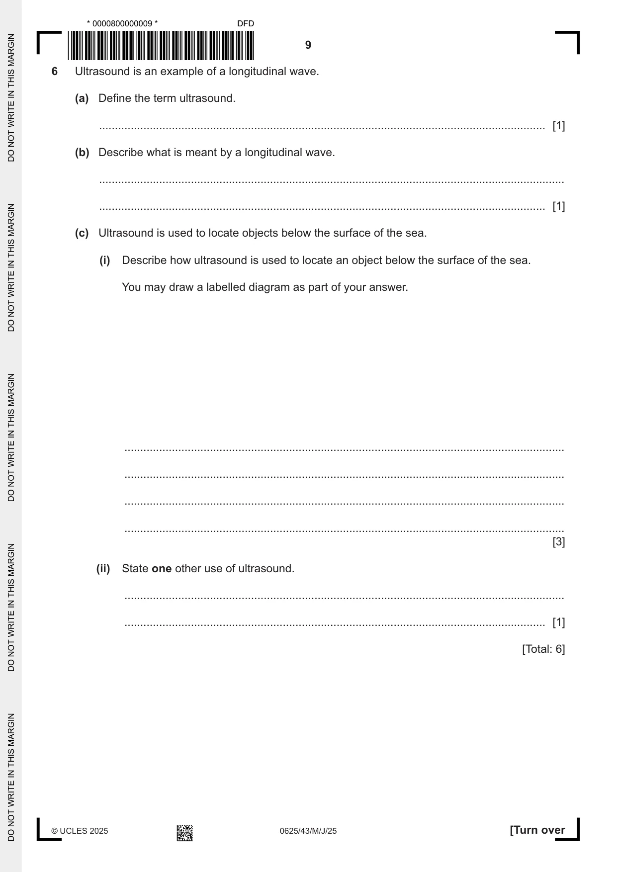 Cambridge IGCSE Physics 0625 2025 May/June Paper 4 · Variant 3 question paper, page 9 of 16
