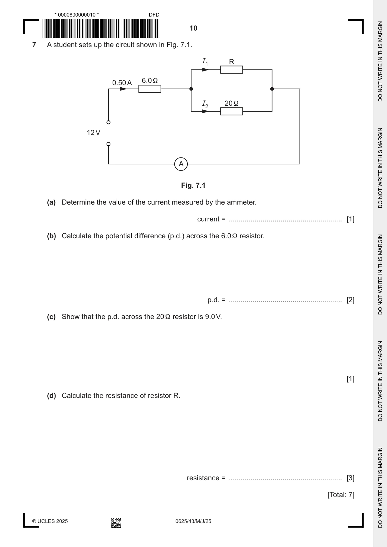 Cambridge IGCSE Physics 0625 2025 May/June Paper 4 · Variant 3 question paper, page 10 of 16
