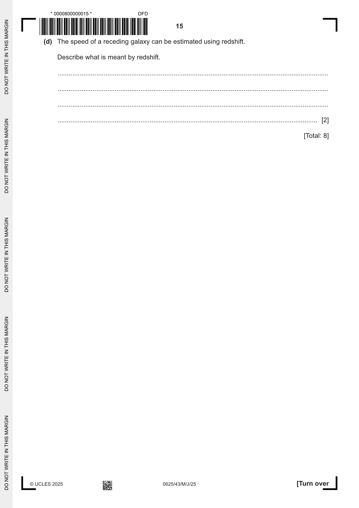 Cambridge IGCSE Physics 0625 2025 May/June Paper 4 · Variant 3 question paper, page 15 of 16