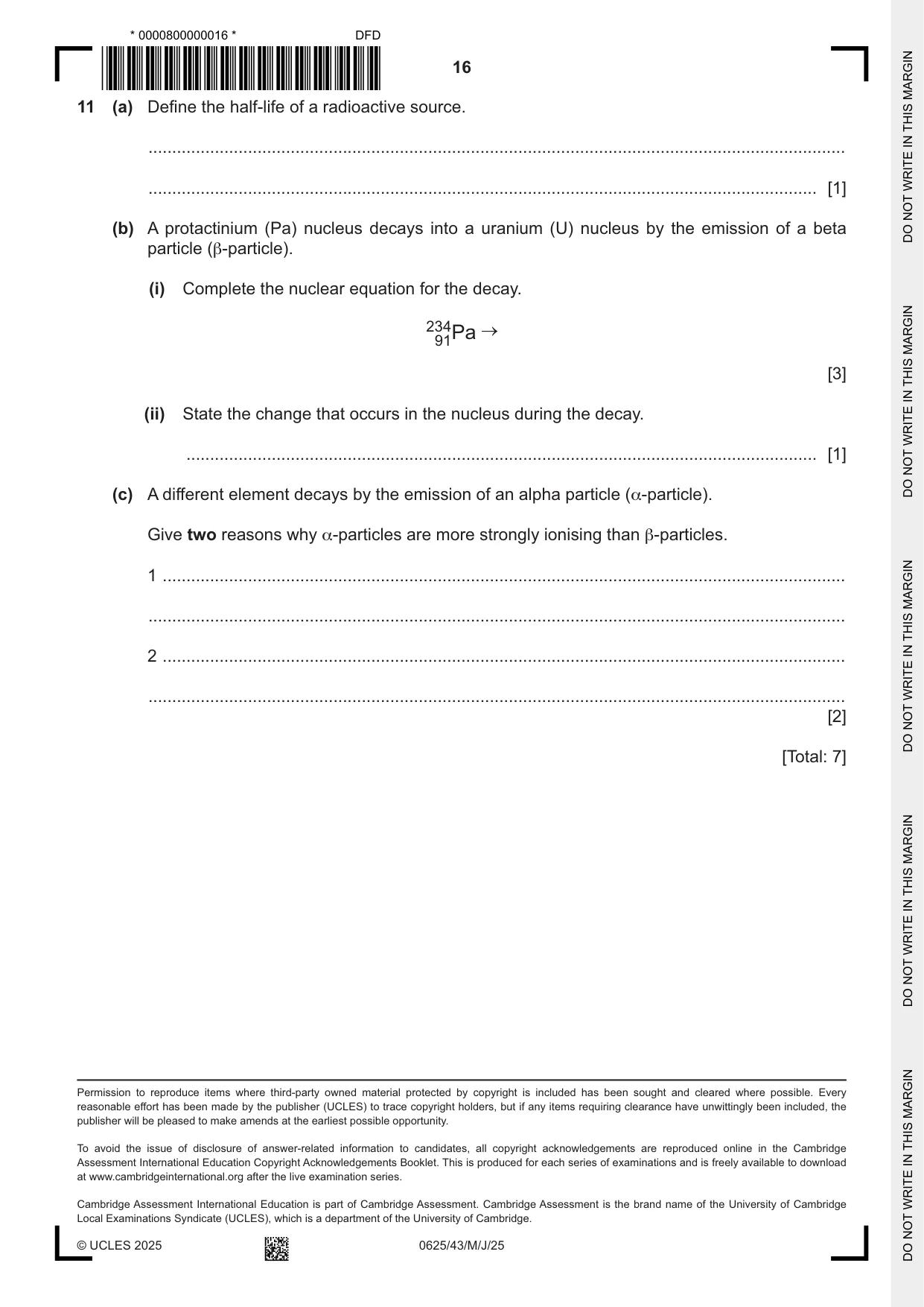 Cambridge IGCSE Physics 0625 2025 May/June Paper 4 · Variant 3 question paper, page 16 of 16