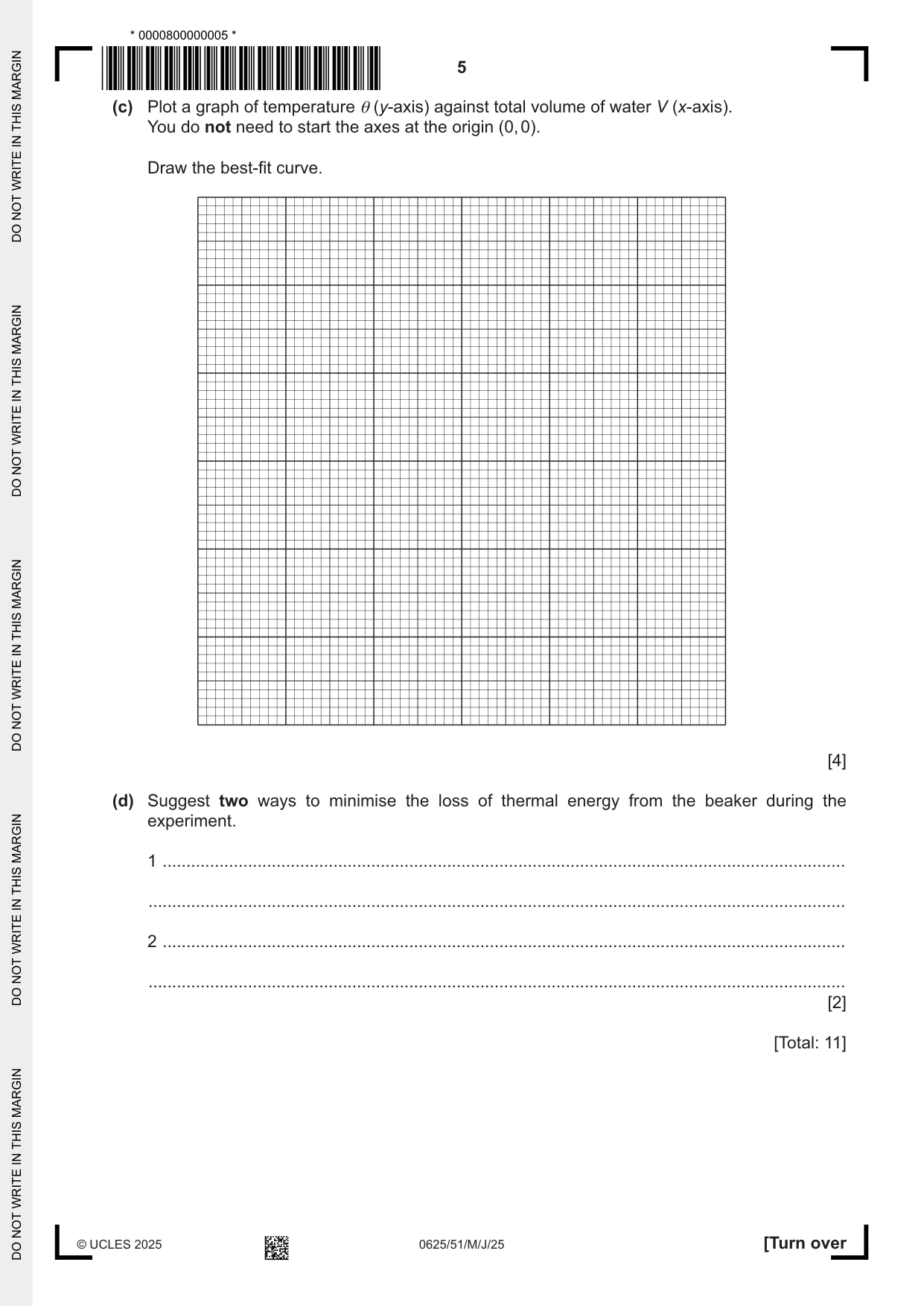 Cambridge IGCSE Physics 0625 2025 May/June Paper 5 · Variant 1 question paper, page 5 of 12