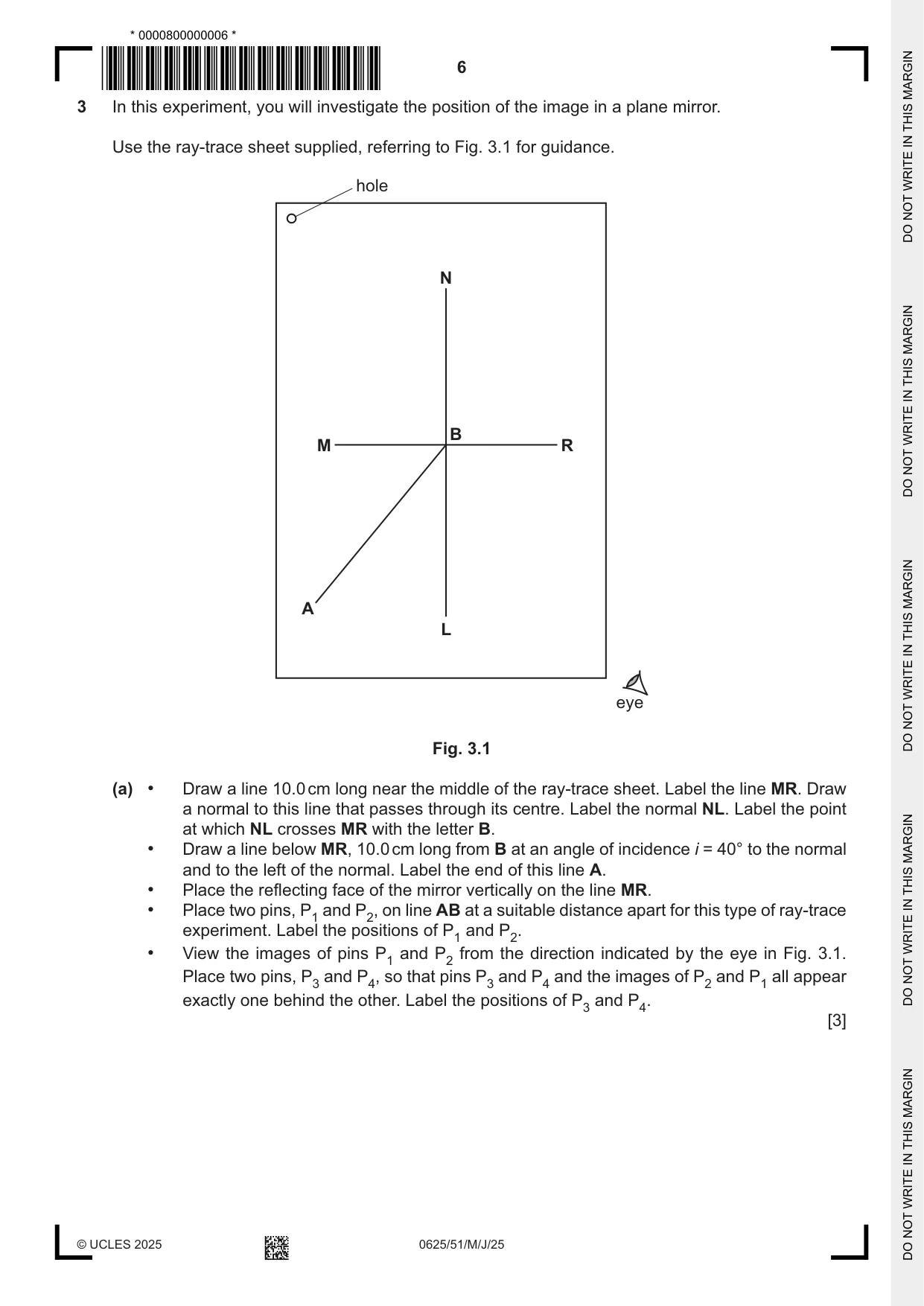 Cambridge IGCSE Physics 0625 2025 May/June Paper 5 · Variant 1 question paper, page 6 of 12