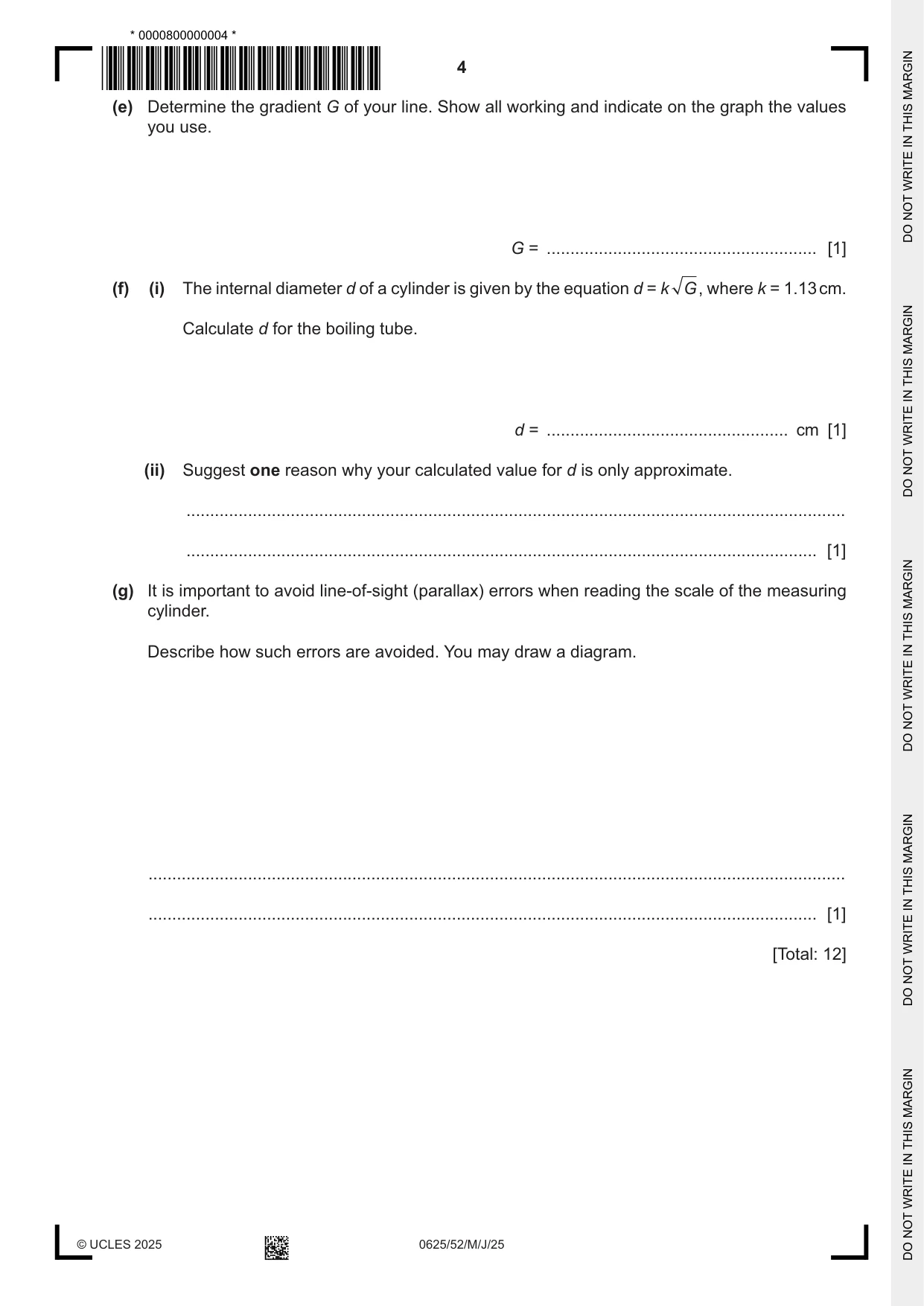 Cambridge IGCSE Physics 0625 2025 May/June Paper 5 · Variant 2 question paper, page 4 of 16