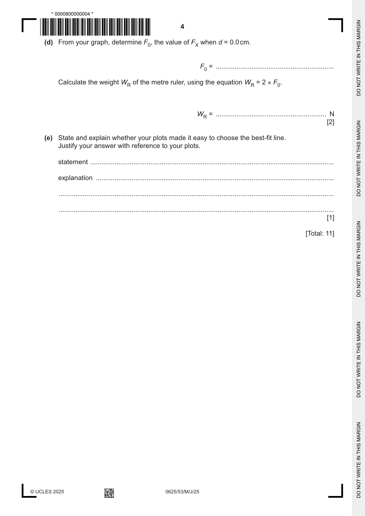Cambridge IGCSE Physics 0625 2025 May/June Paper 5 · Variant 3 question paper, page 4 of 16