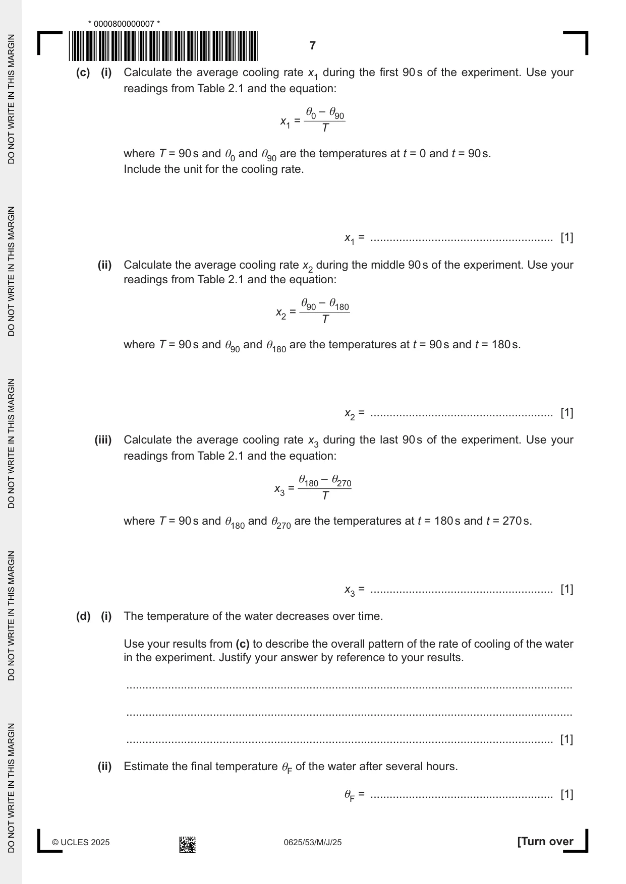 Cambridge IGCSE Physics 0625 2025 May/June Paper 5 · Variant 3 question paper, page 7 of 16