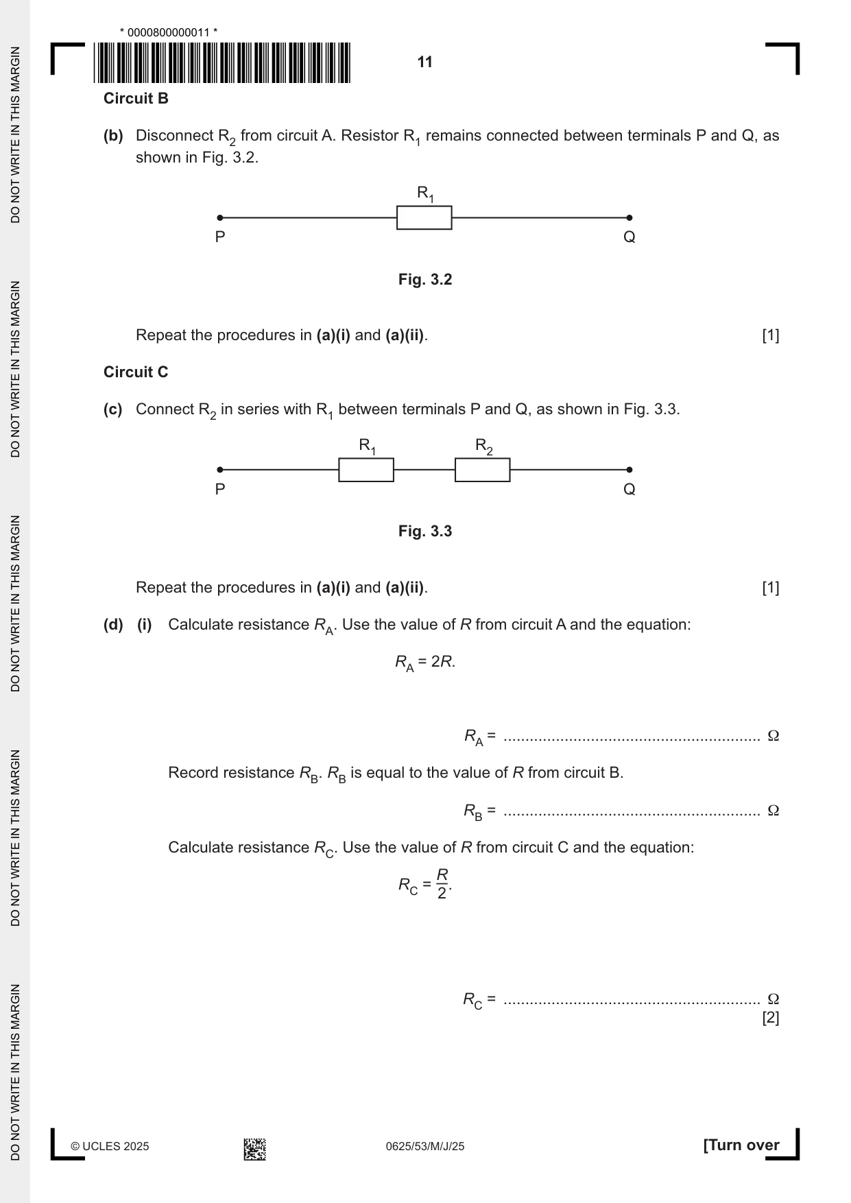 Cambridge IGCSE Physics 0625 2025 May/June Paper 5 · Variant 3 question paper, page 11 of 16