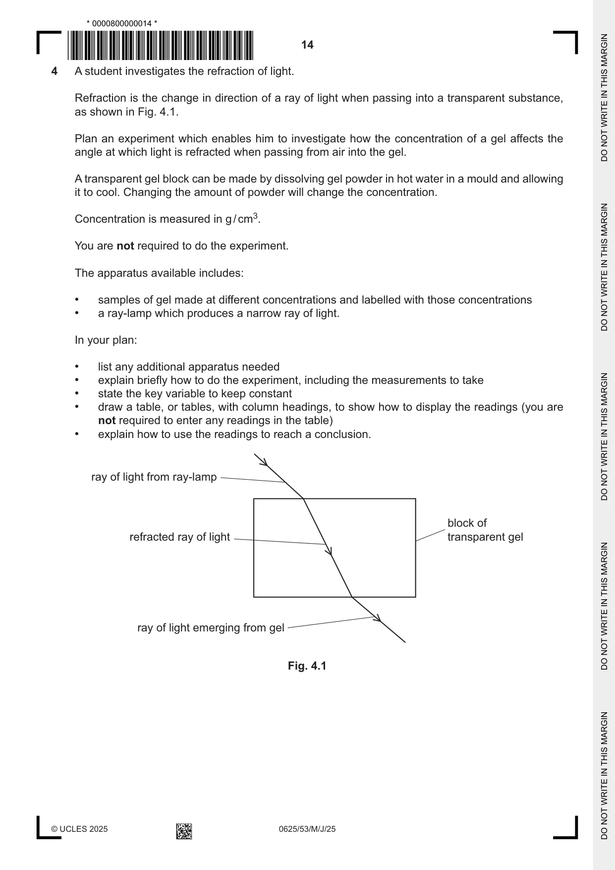 Cambridge IGCSE Physics 0625 2025 May/June Paper 5 · Variant 3 question paper, page 14 of 16