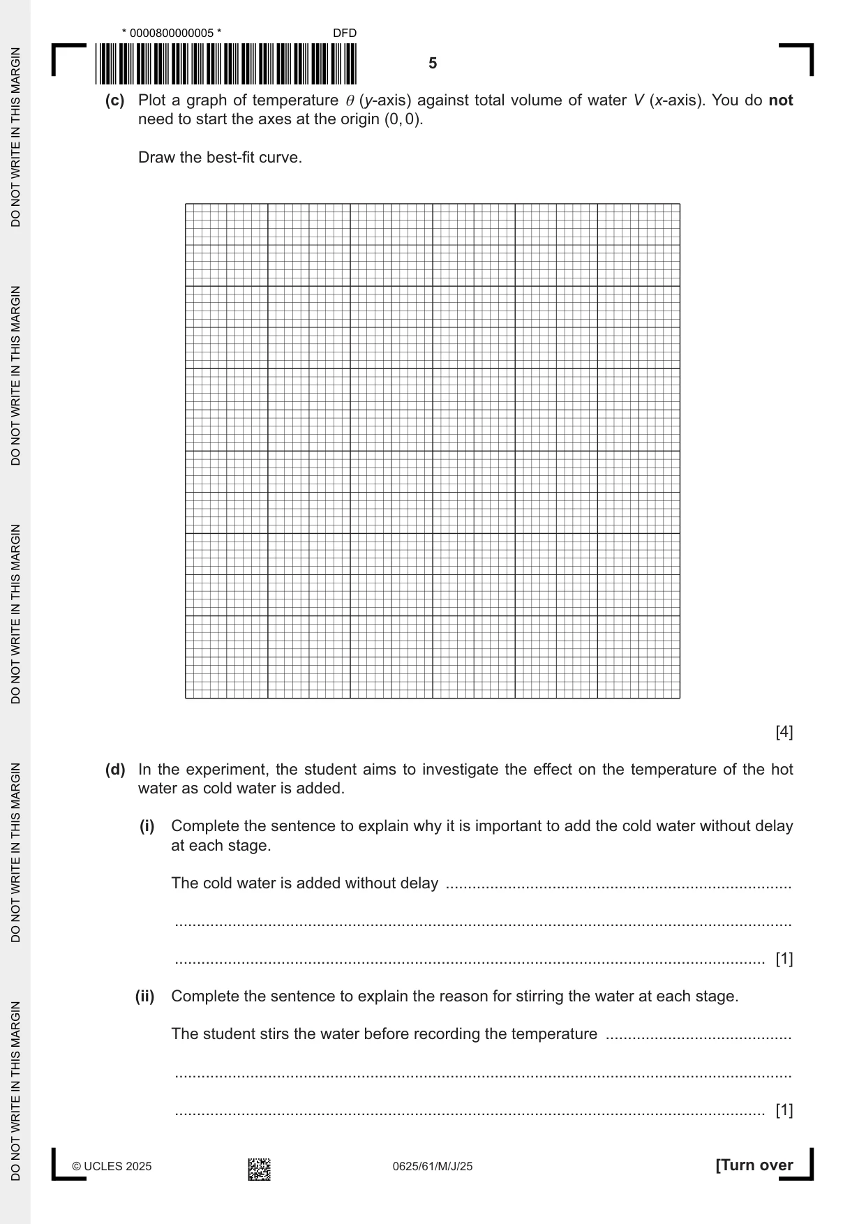 Cambridge IGCSE Physics 0625 2025 May/June Paper 6 · Variant 1 question paper, page 5 of 12