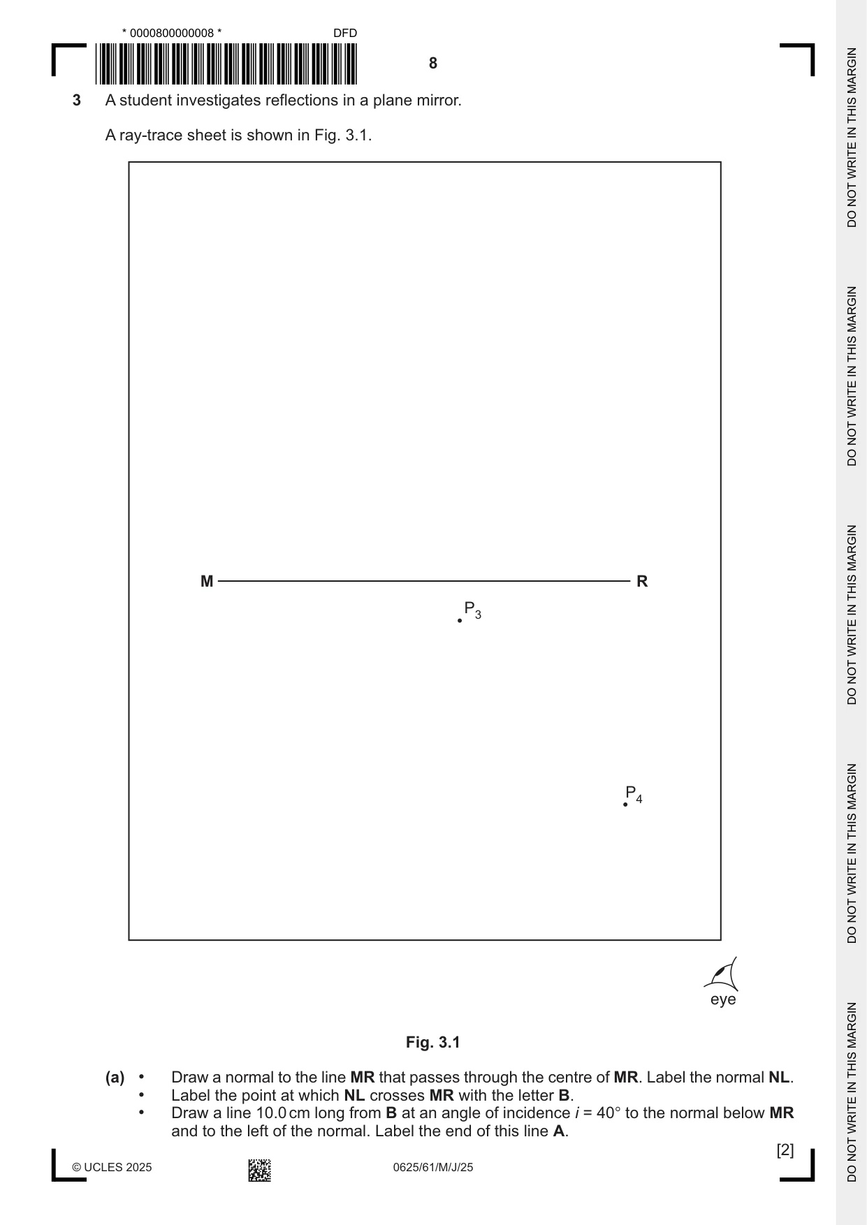 Cambridge IGCSE Physics 0625 2025 May/June Paper 6 · Variant 1 question paper, page 8 of 12
