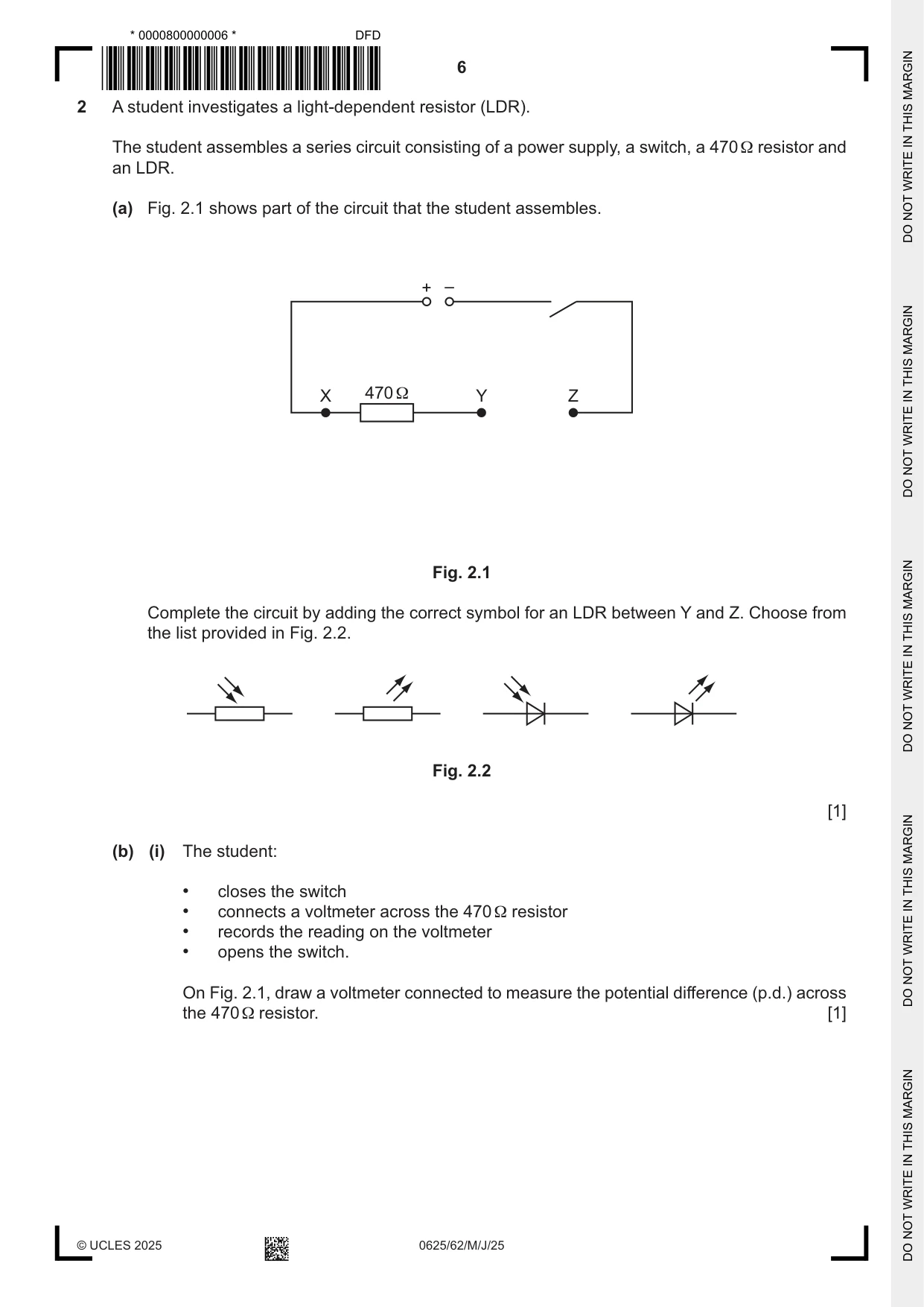Cambridge IGCSE Physics 0625 2025 May/June Paper 6 · Variant 2 question paper, page 6 of 16